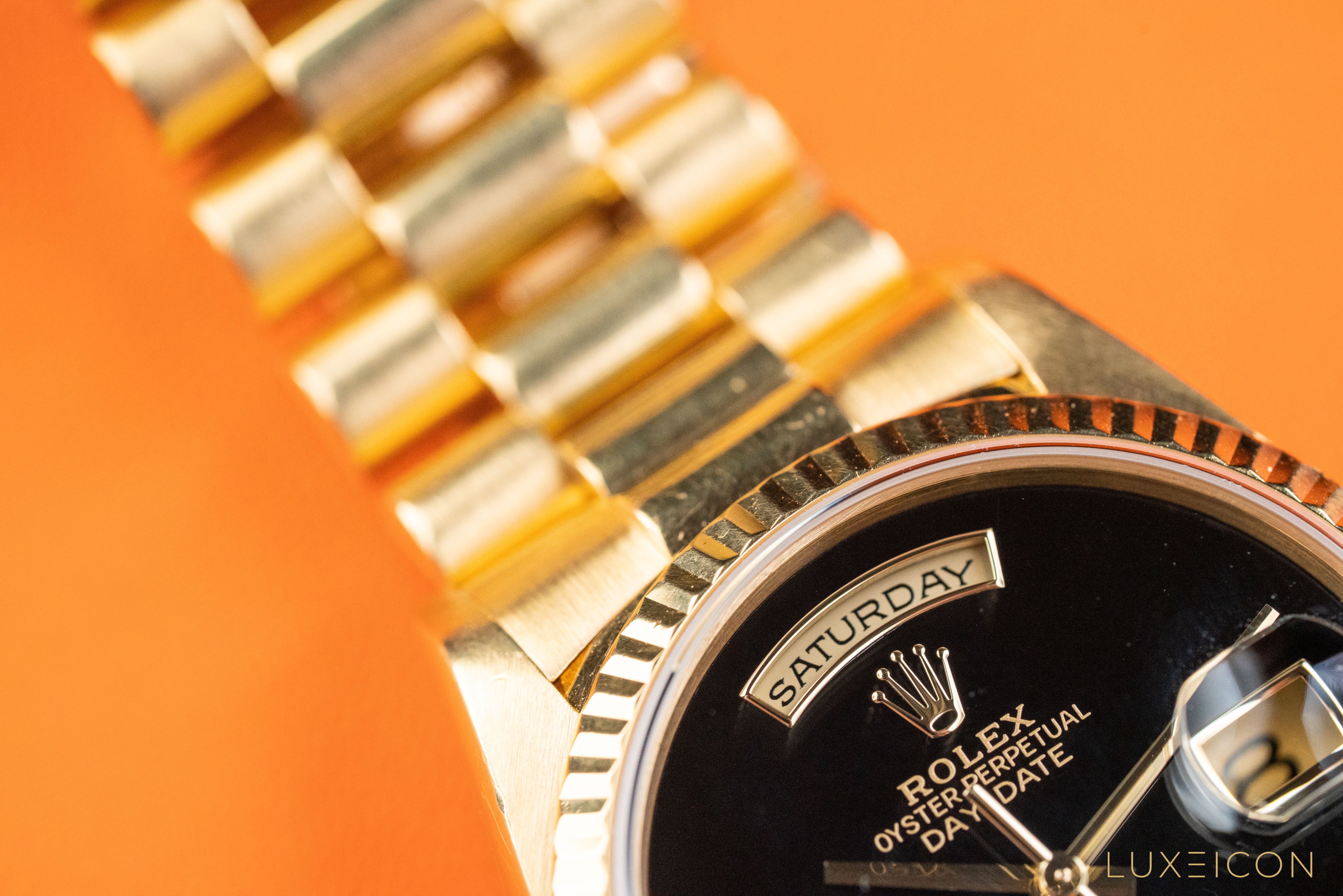 Rolex Day-Date President Black Onyx Dial W Serial 18238 fullset 1996 with rolex service card