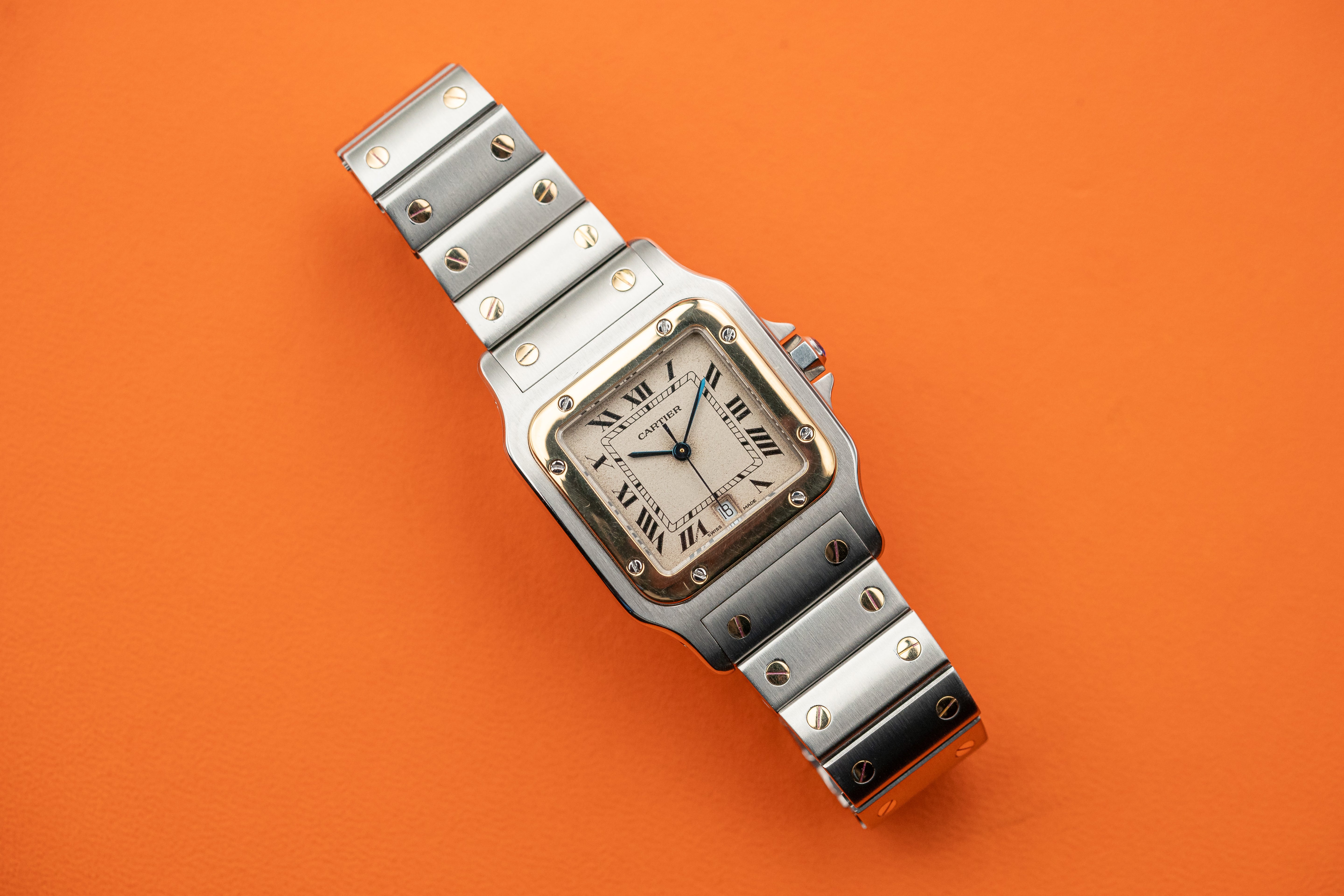 Cartier Santos Galbée Stainless Steel & 18k Gold 29mm White Dial 1989