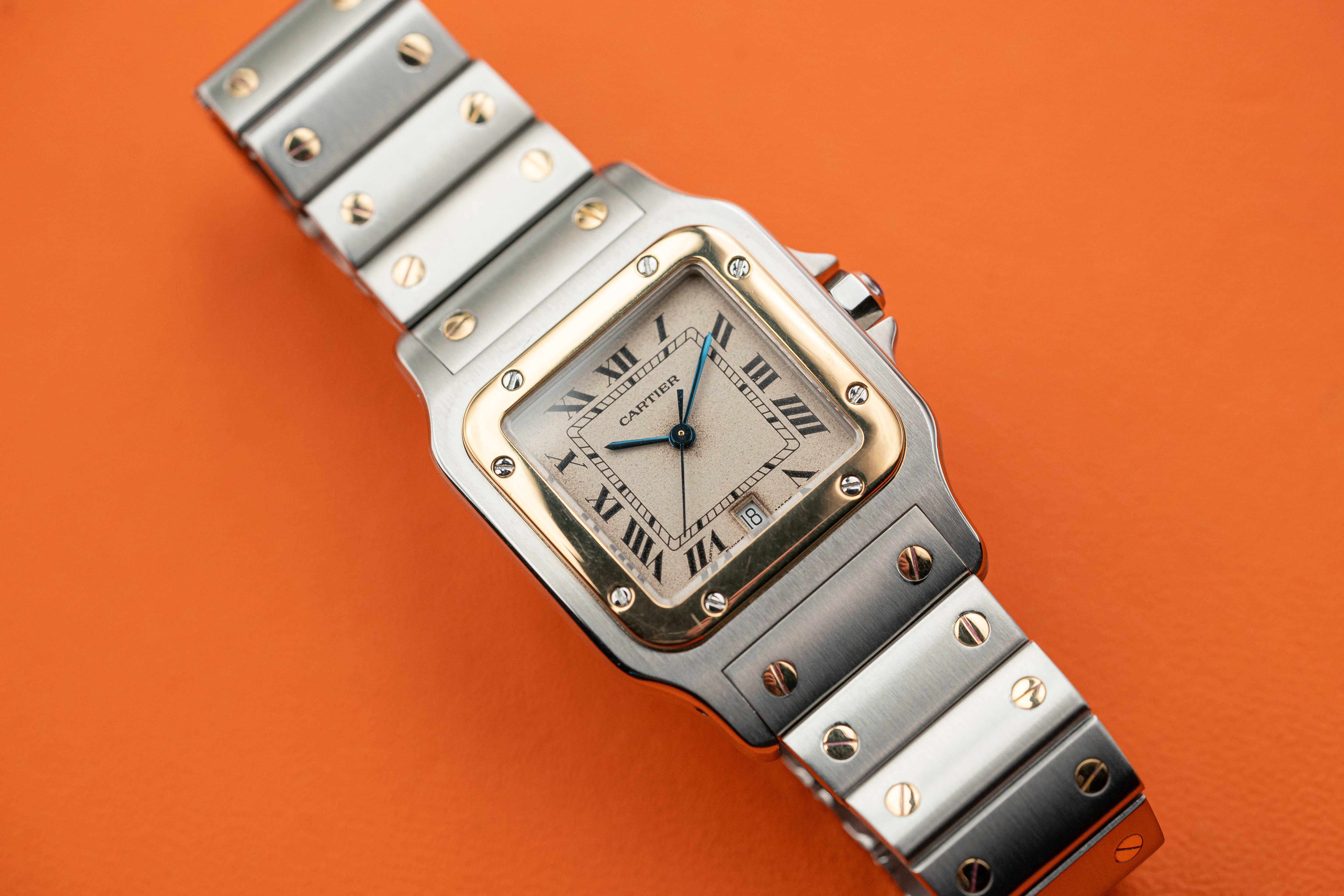 Cartier Santos Galbée Stainless Steel & 18k Gold 29mm White Dial 1989