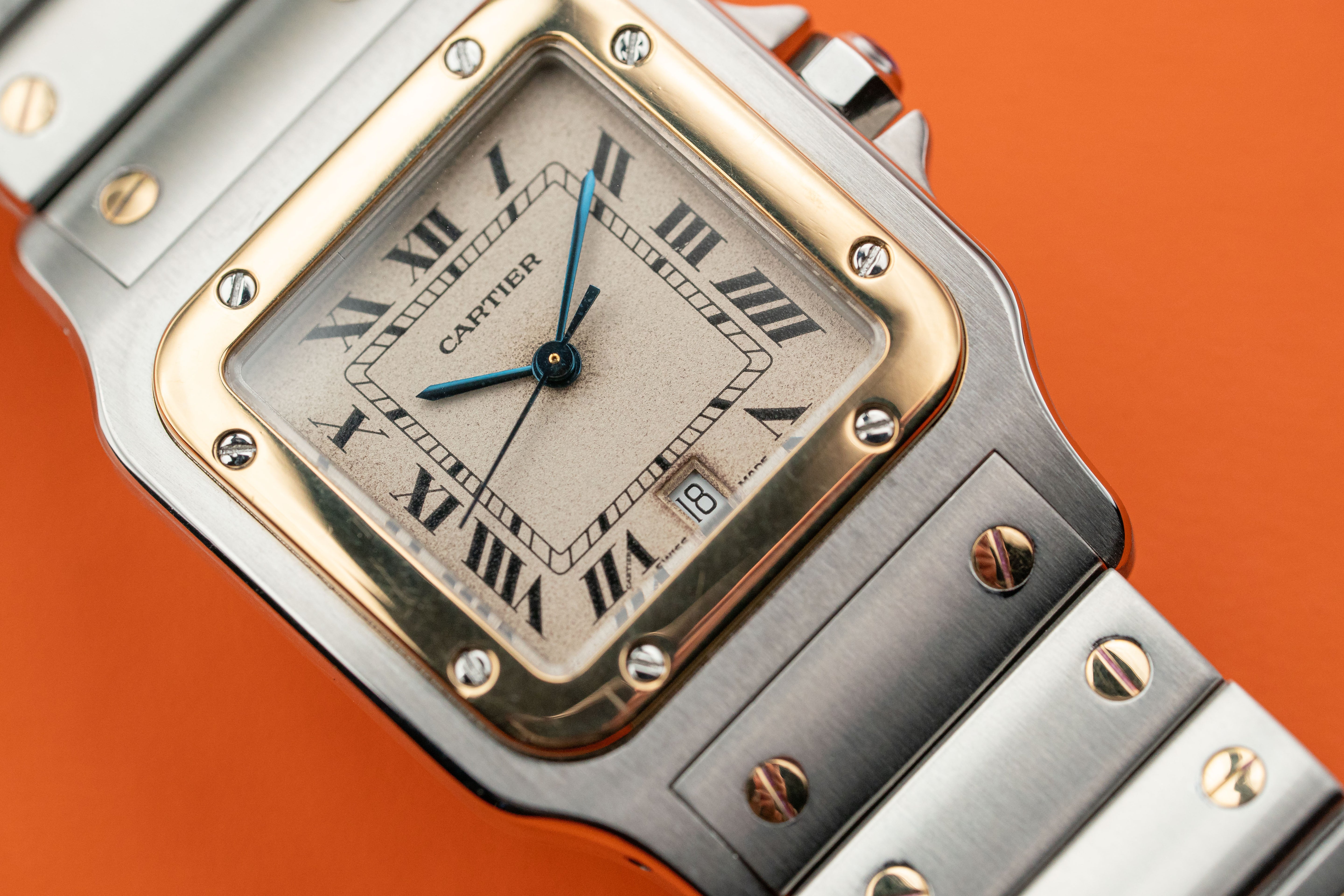 Cartier Santos Galbée Stainless Steel & 18k Gold 29mm White Dial 1989
