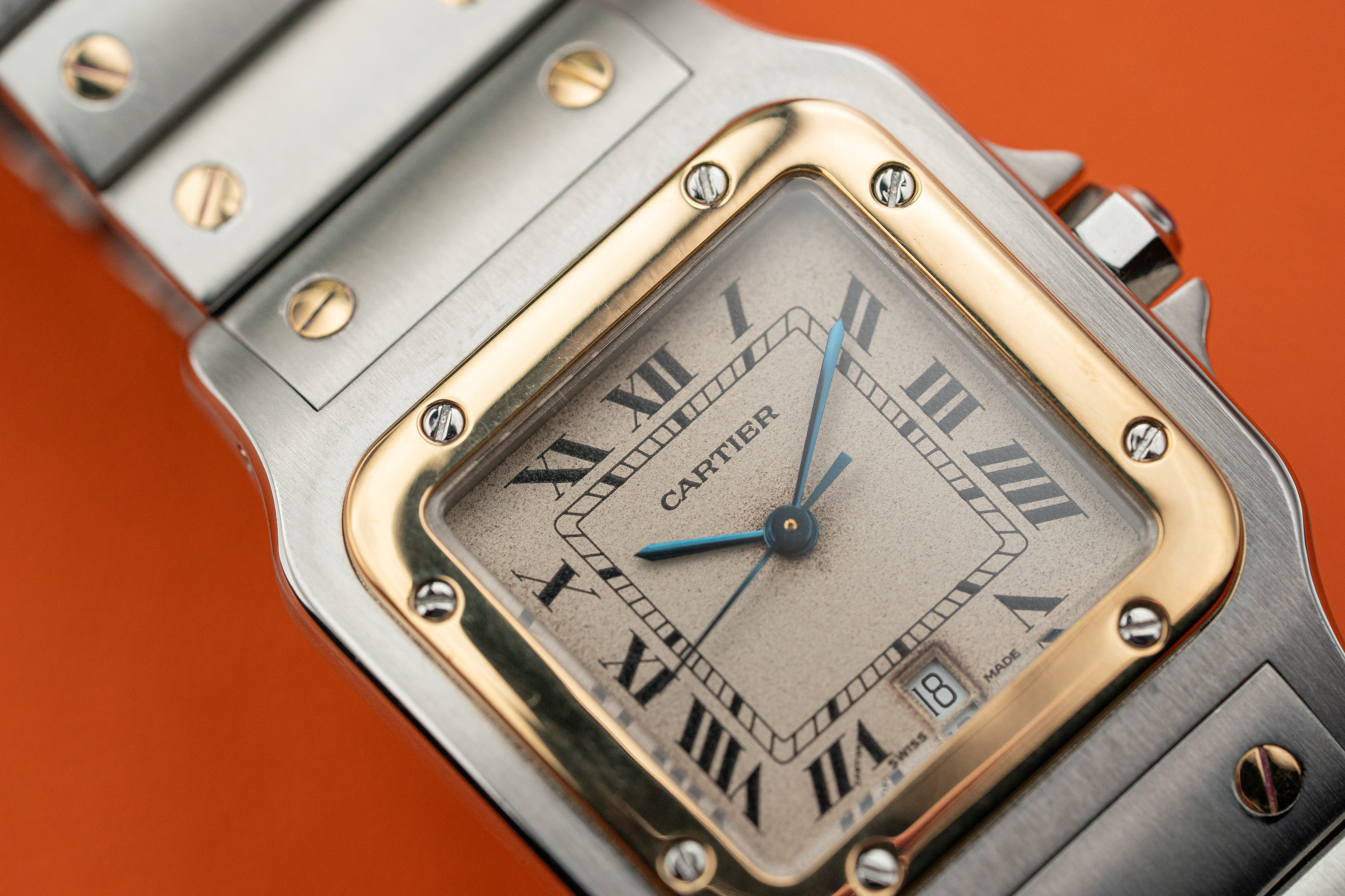 Cartier Santos Galbée Stainless Steel & 18k Gold 29mm White Dial 1989