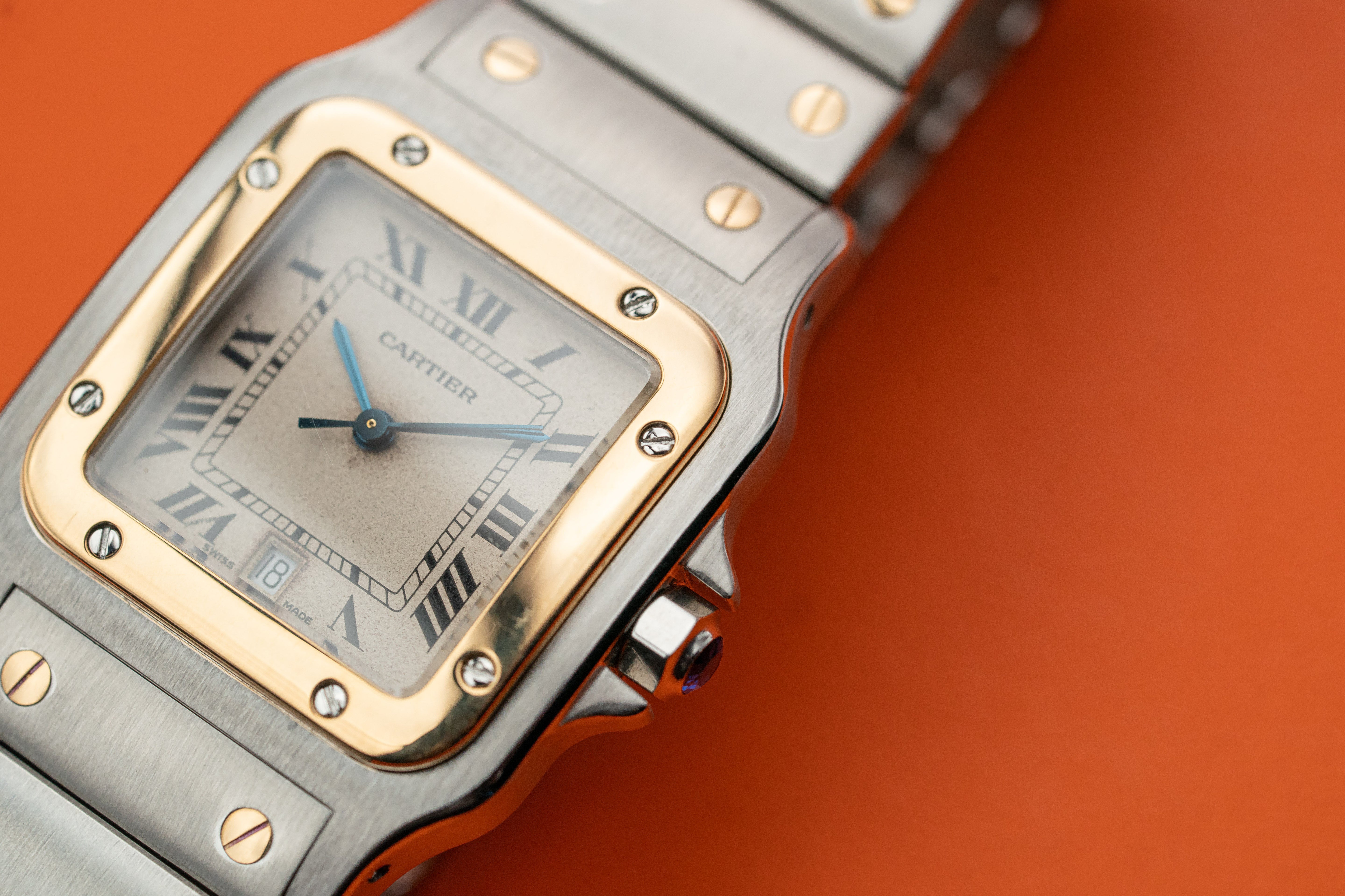 Cartier Santos Galbée Stainless Steel & 18k Gold 29mm White Dial 1989