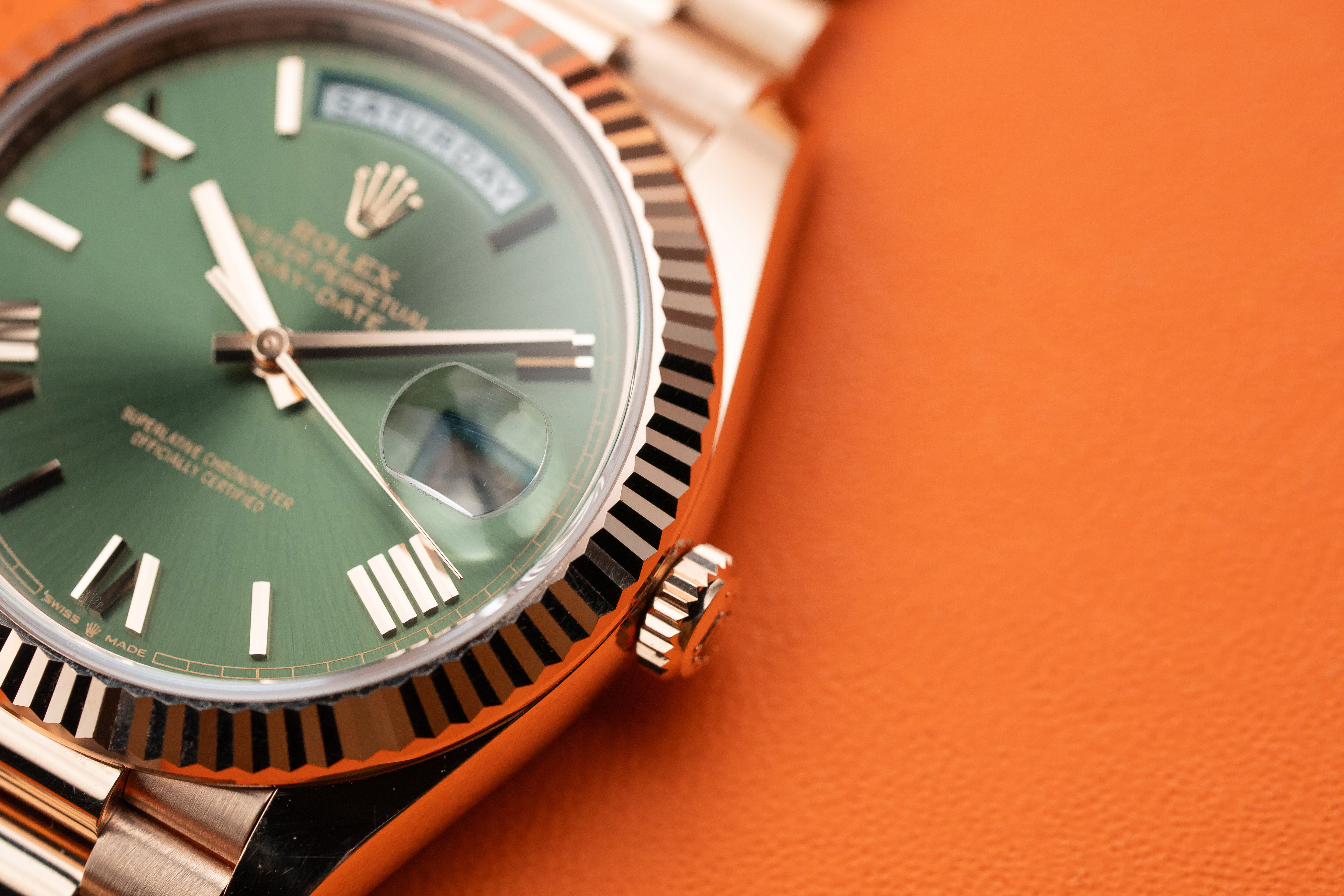 Rolex President Day-Date 40mm Olive Green Dial Rose Gold 2022