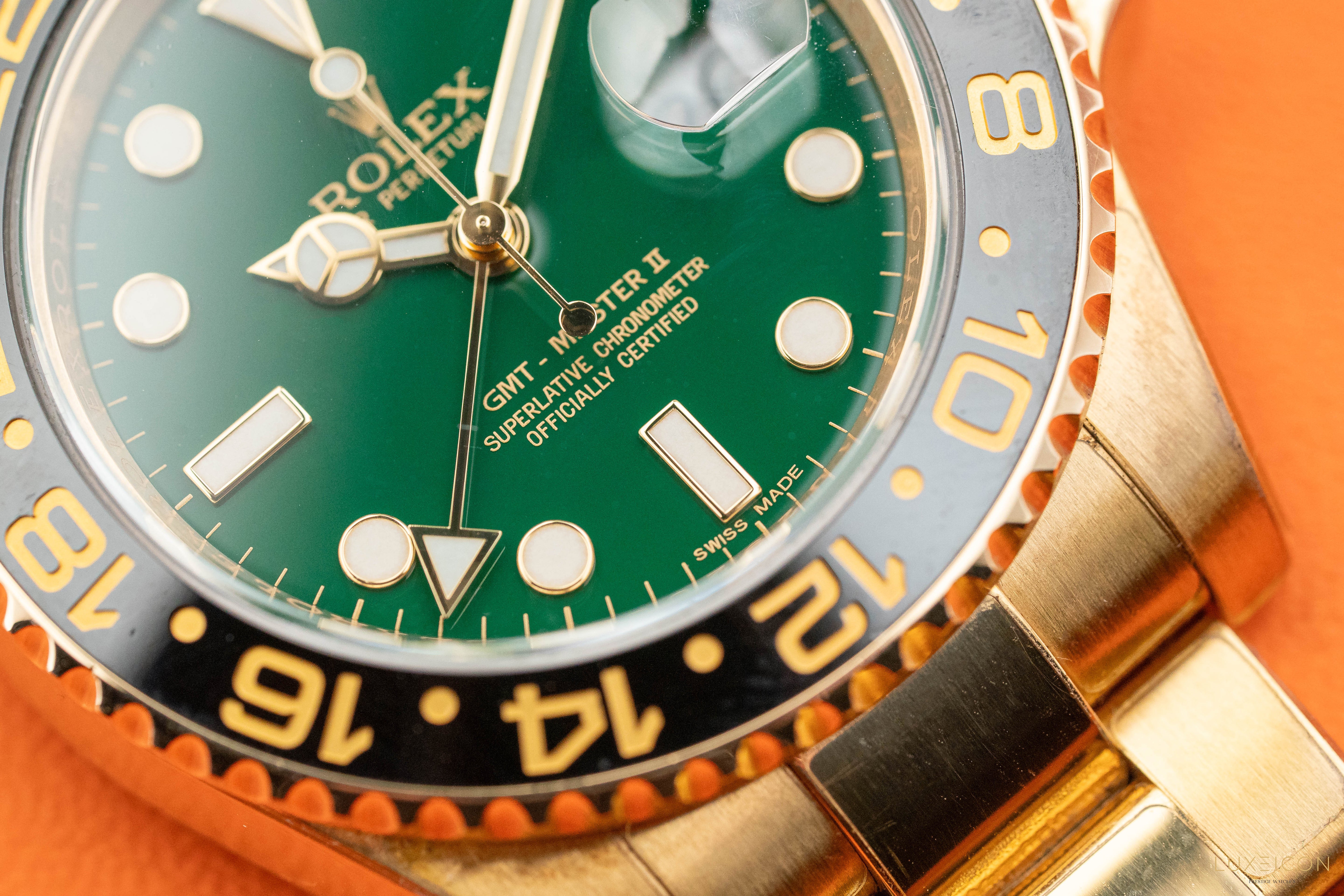 Rolex GMT-Master II 40mm Yellow Gold 116718LN Green Money/Dial 2014