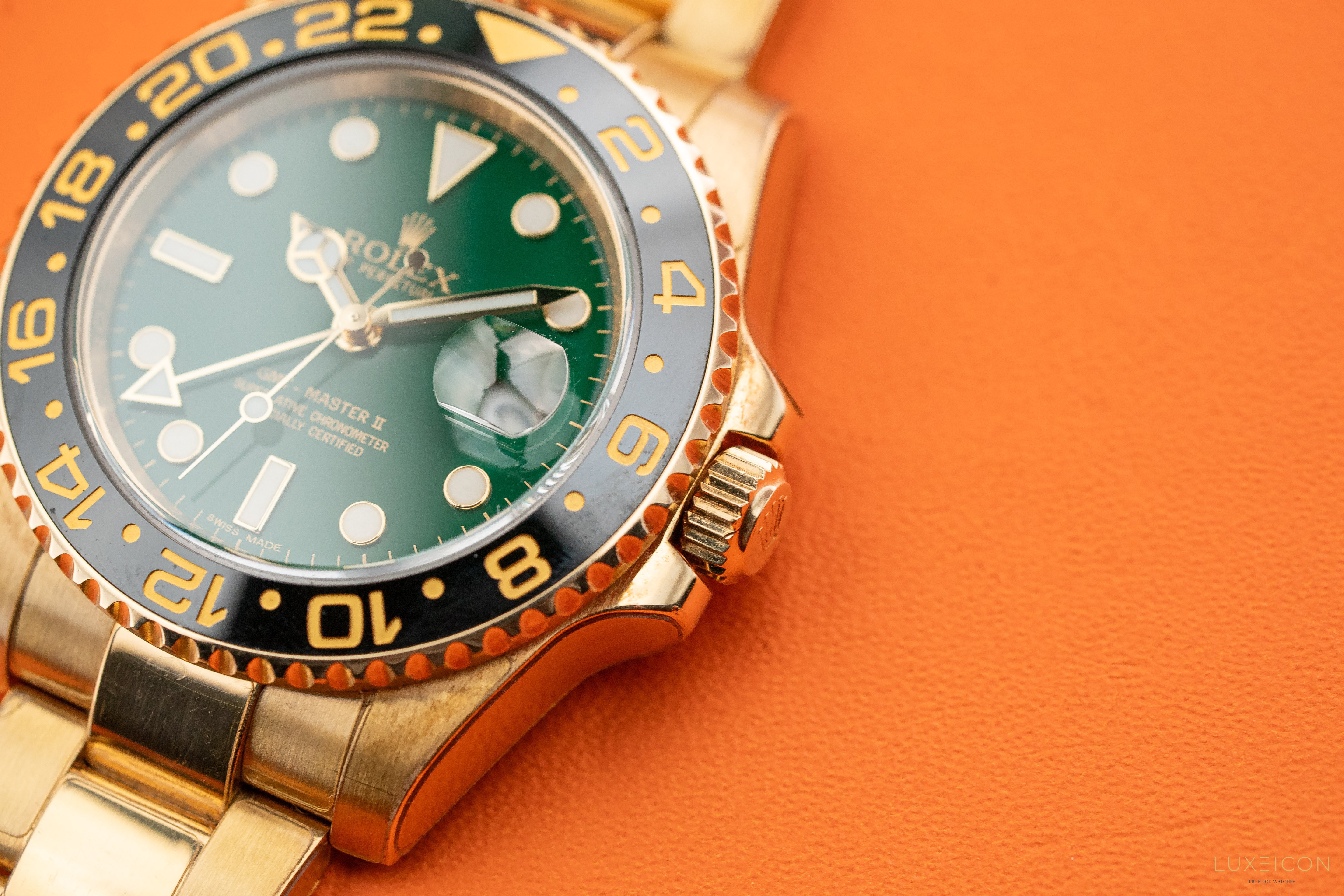 Rolex GMT-Master II 40mm Yellow Gold 116718LN Green Money/Dial 2014