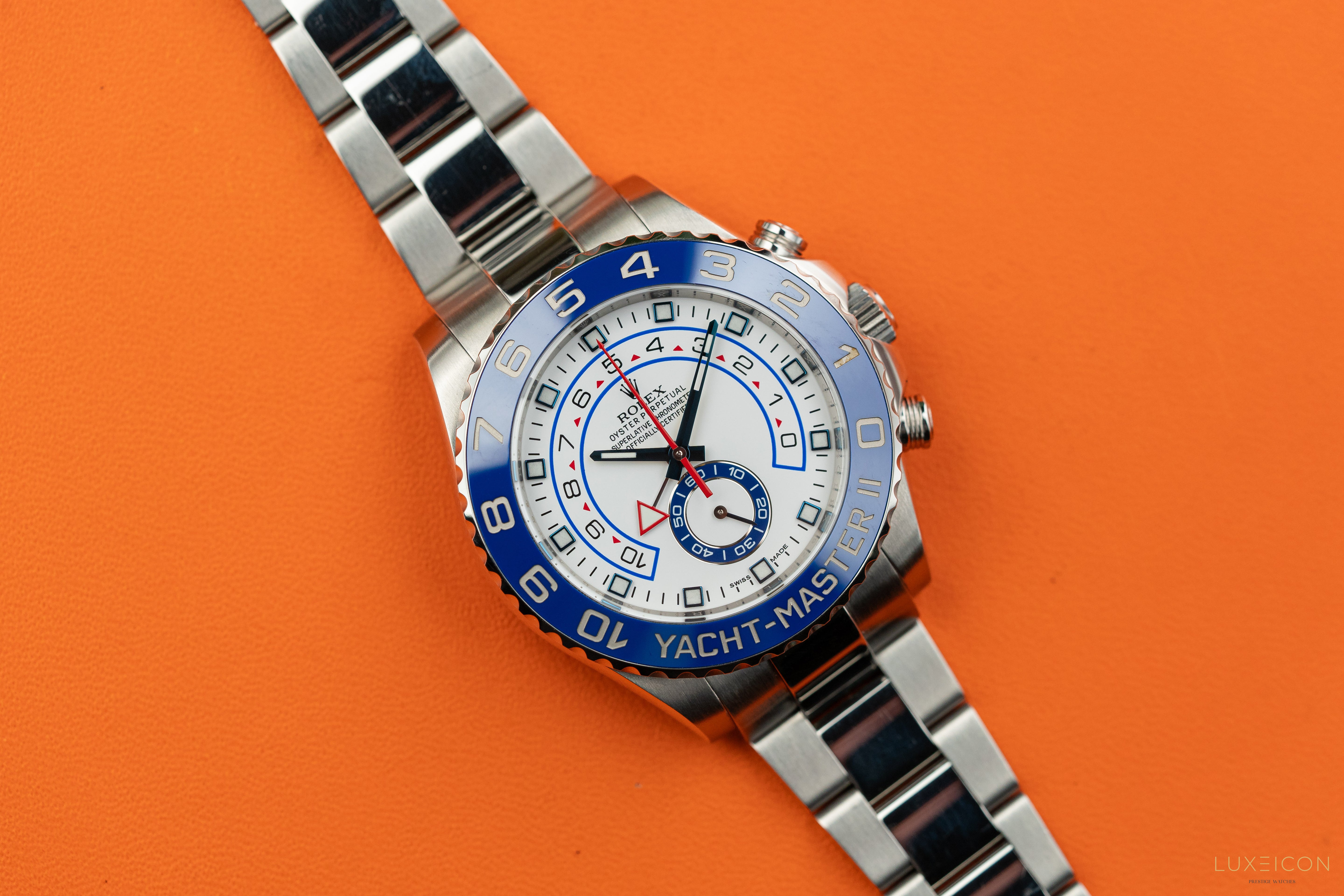 Rolex Yacht-Master II 44mm Stainless Steel White dial Blue Ceramic 116680 2014