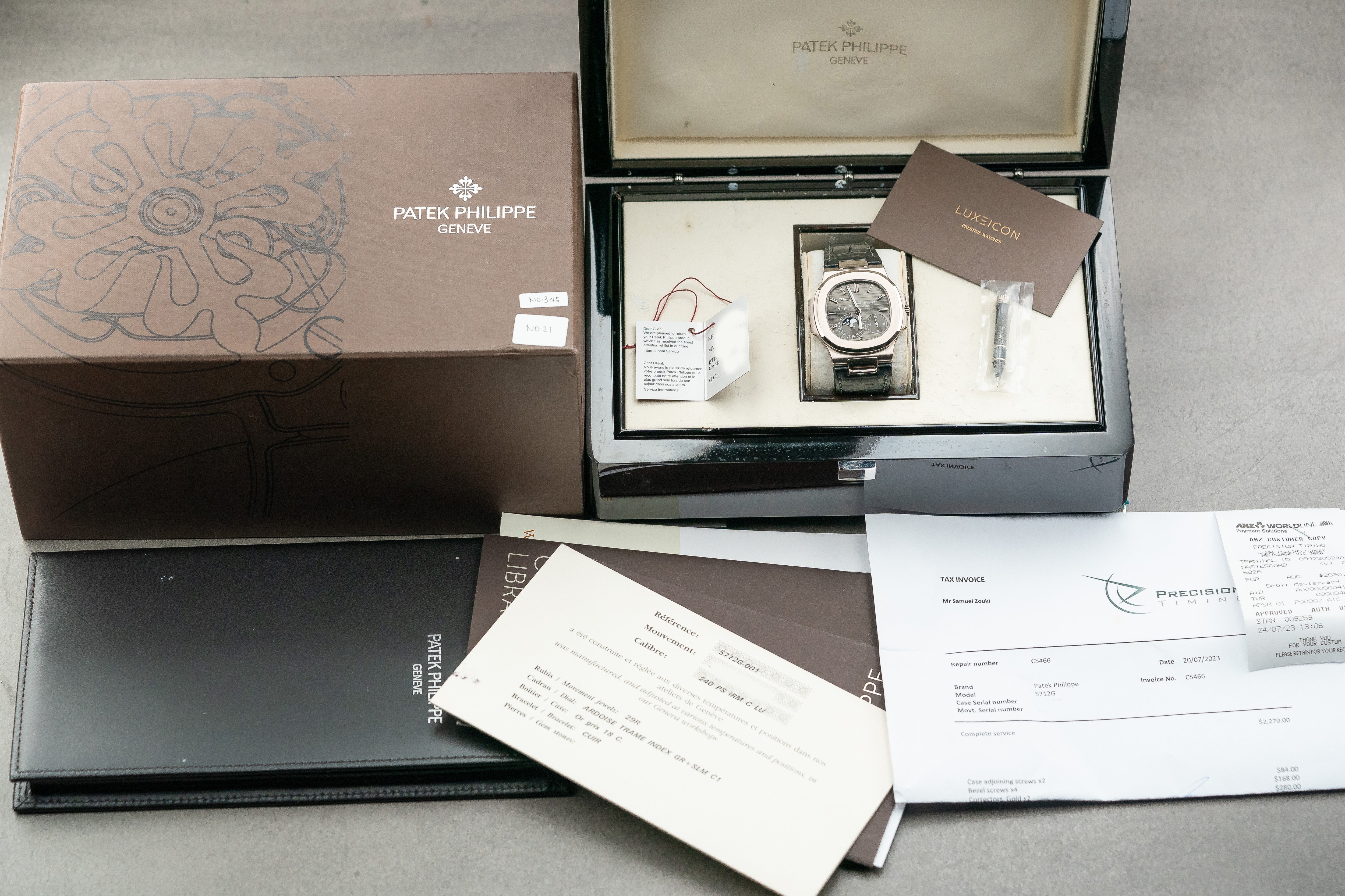Patek Philippe Nautilus 5712G Moon Phases White Gold Leather Strap 2013
