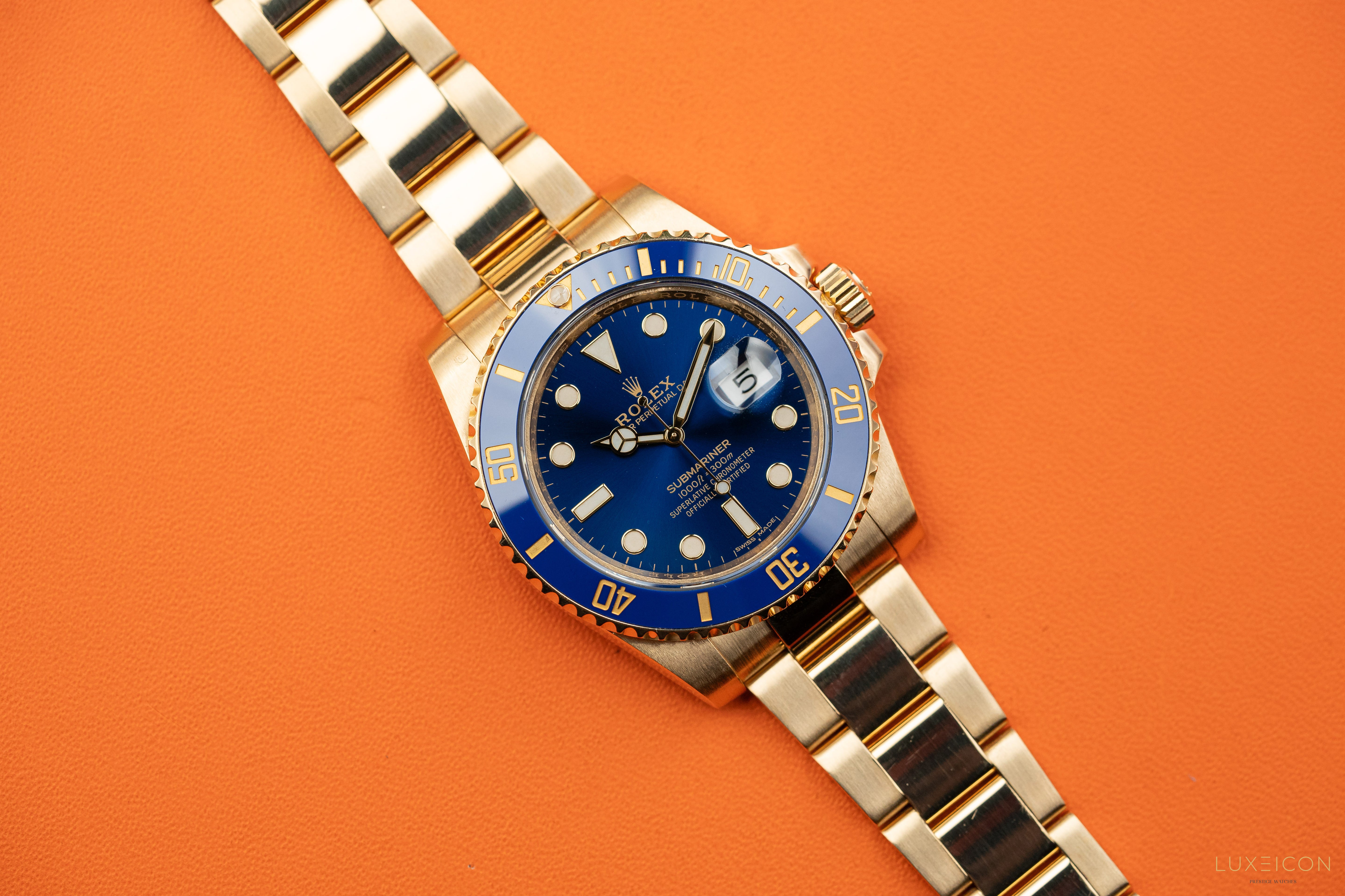 Rolex Submariner Date 40mm Ceramic 18K Yellow Gold Blue 116618LB