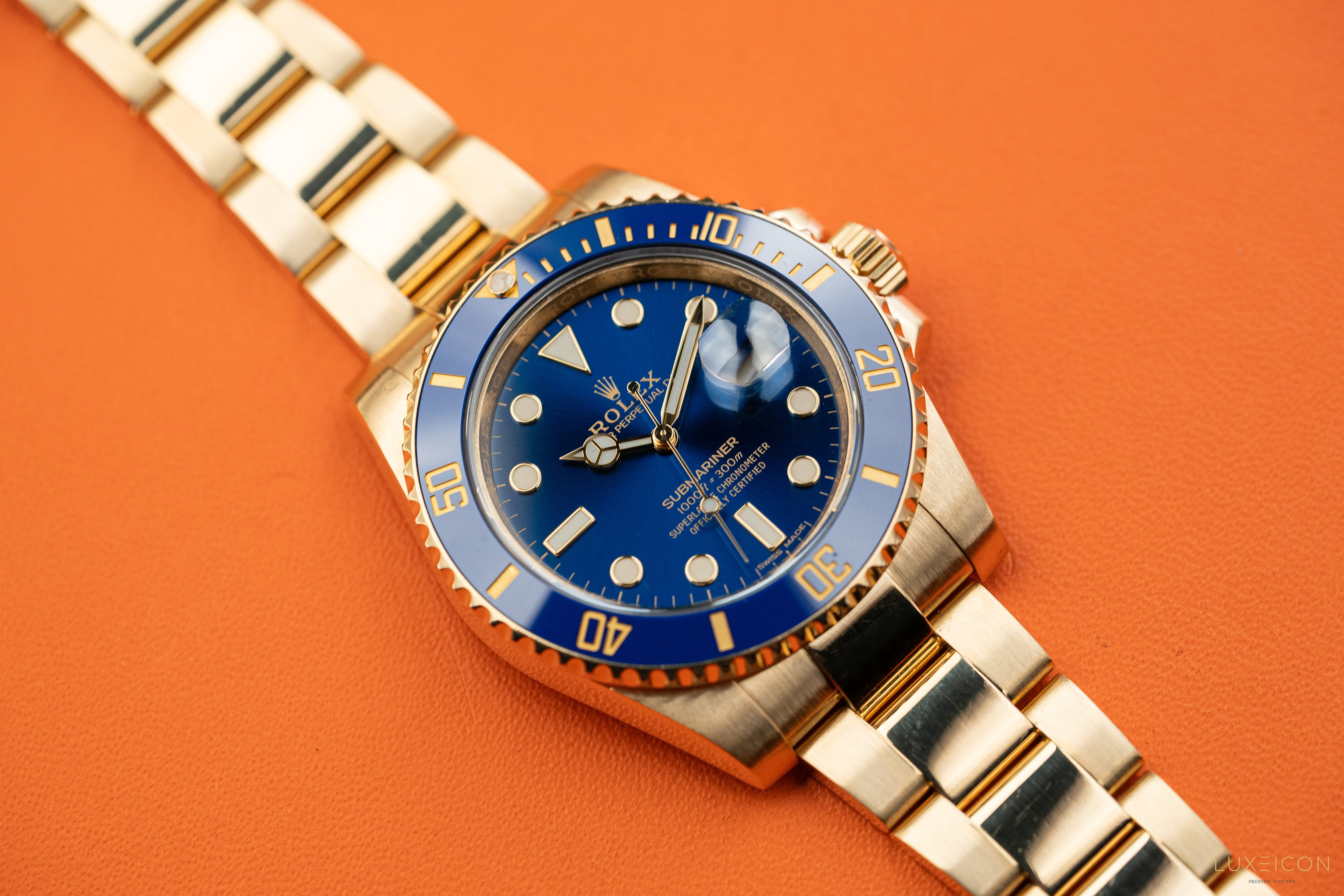 Rolex Submariner Date 40mm Ceramic 18K Yellow Gold Blue 116618LB