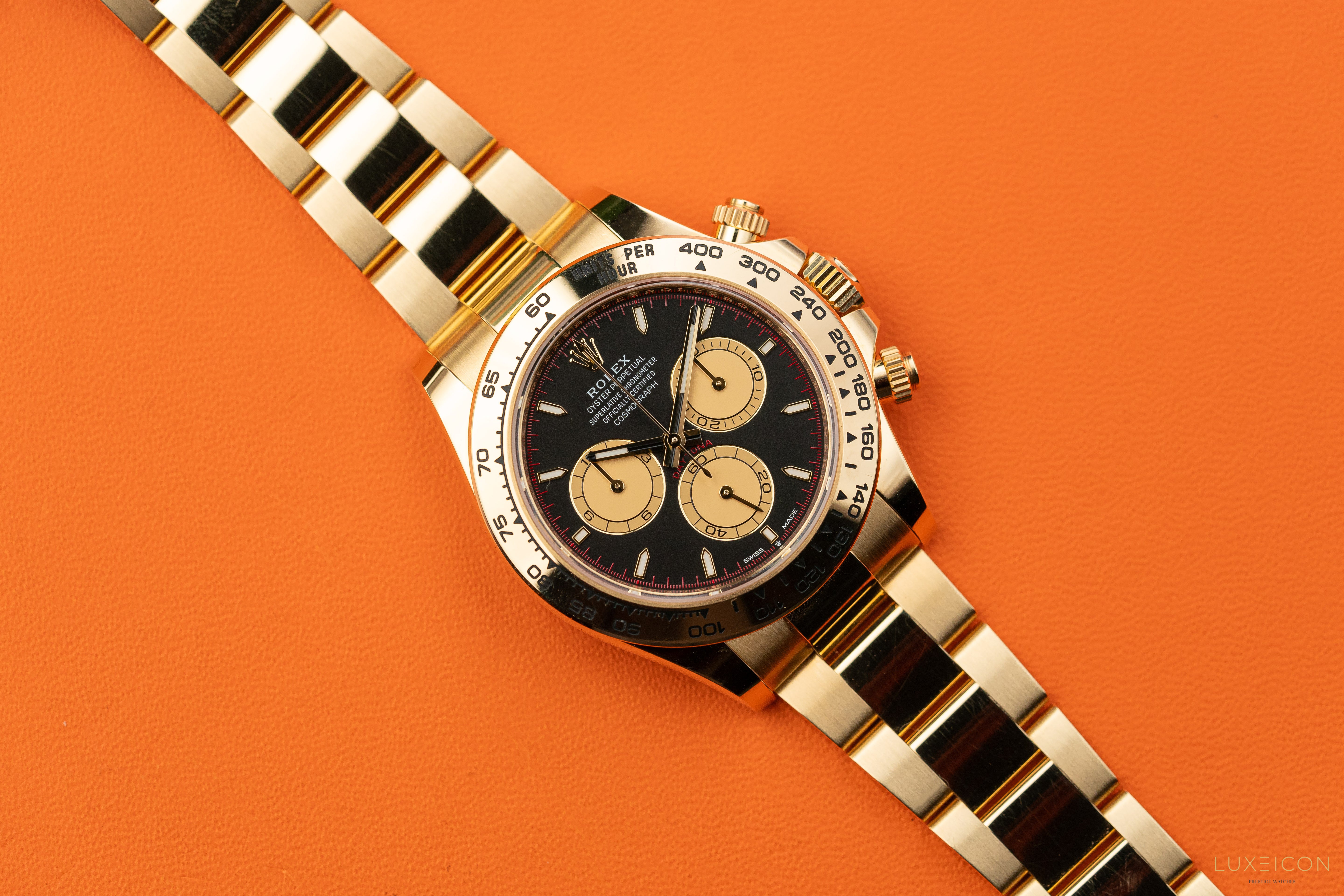 Rolex Cosmograph Daytona 40mm Yellow Gold Oyster Bracelet Black Index Paul Newman 126508