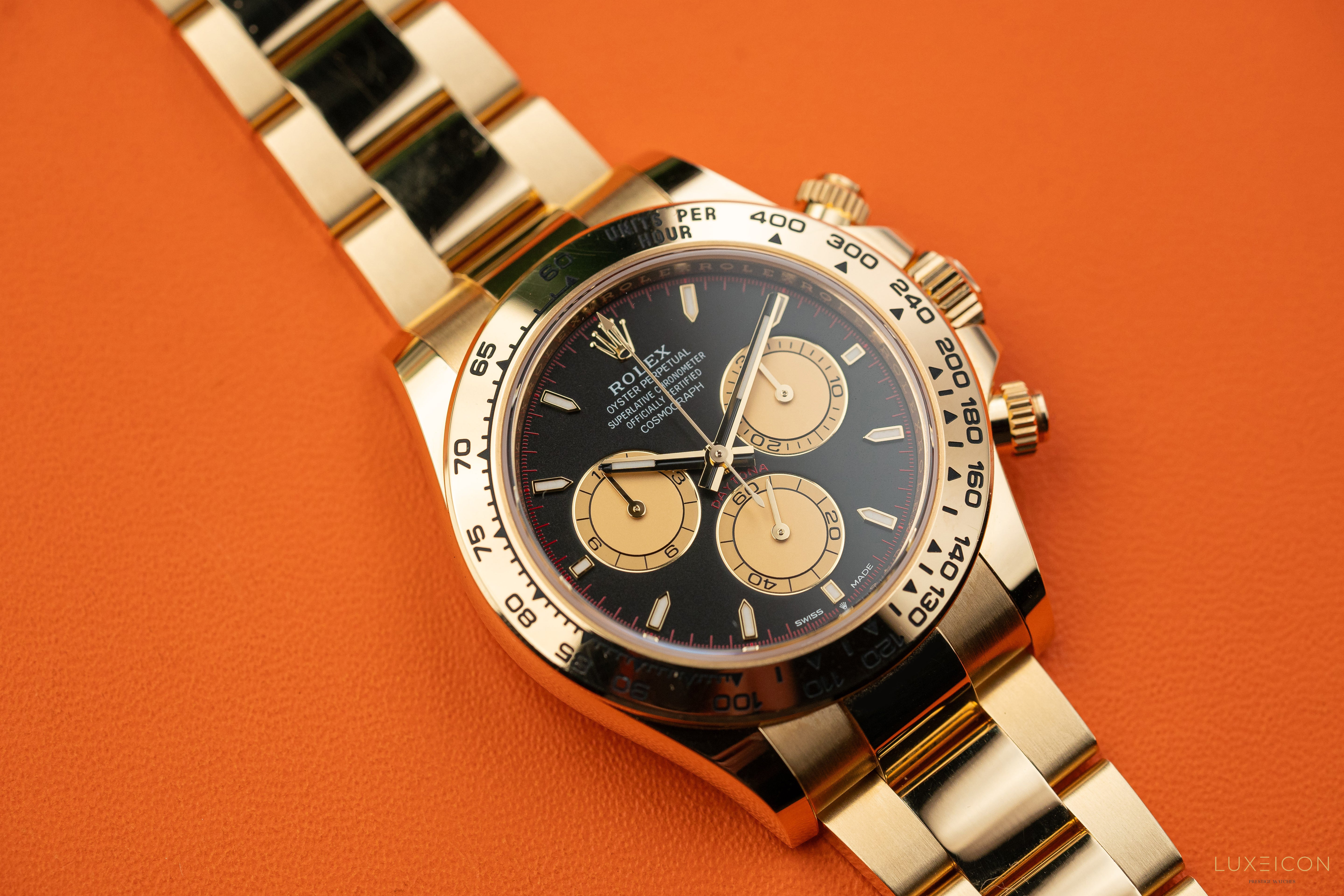 Rolex Cosmograph Daytona 40mm Yellow Gold Oyster Bracelet Black Index Paul Newman 126508