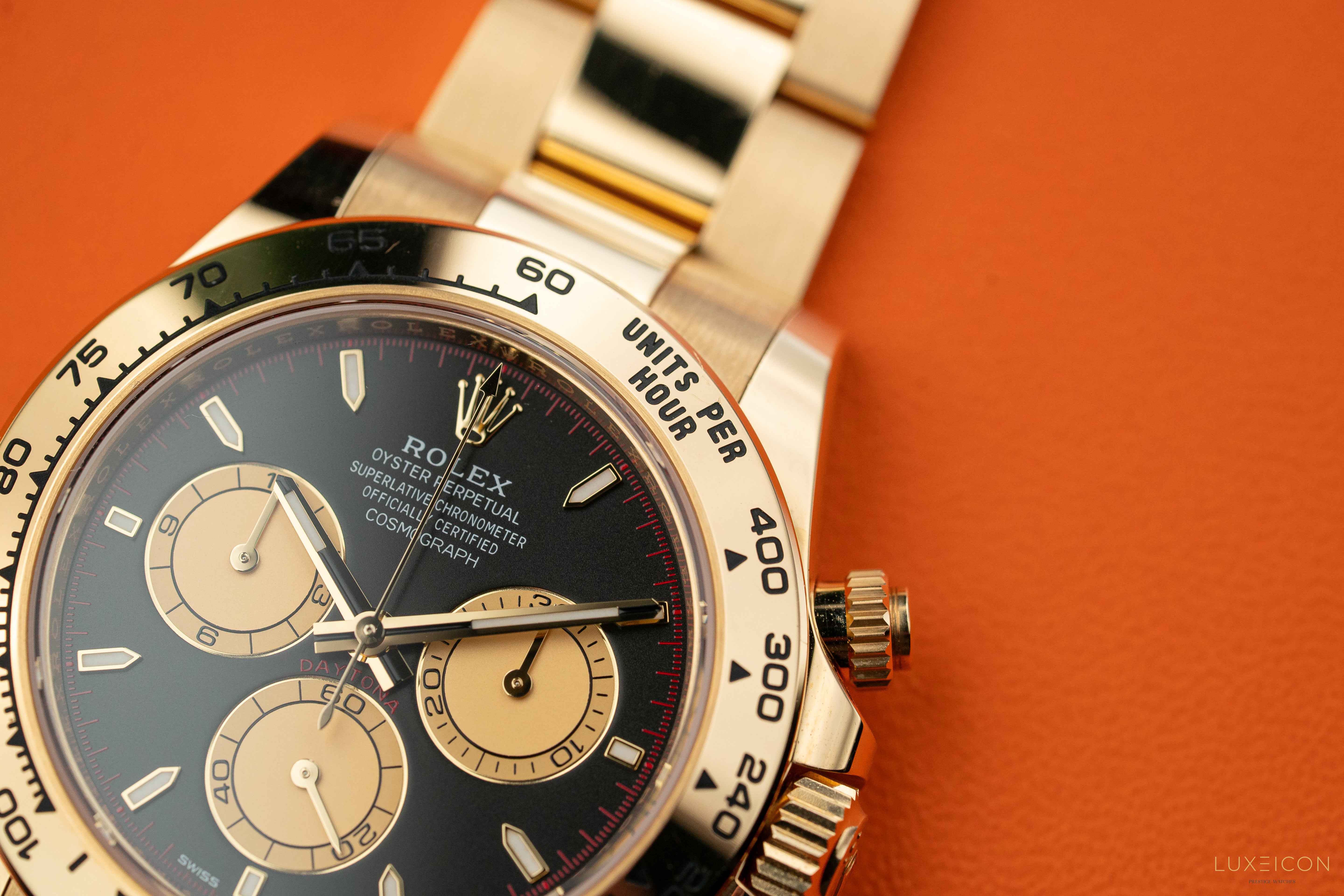 Rolex Cosmograph Daytona 40mm Yellow Gold Oyster Bracelet Black Index Paul Newman 126508