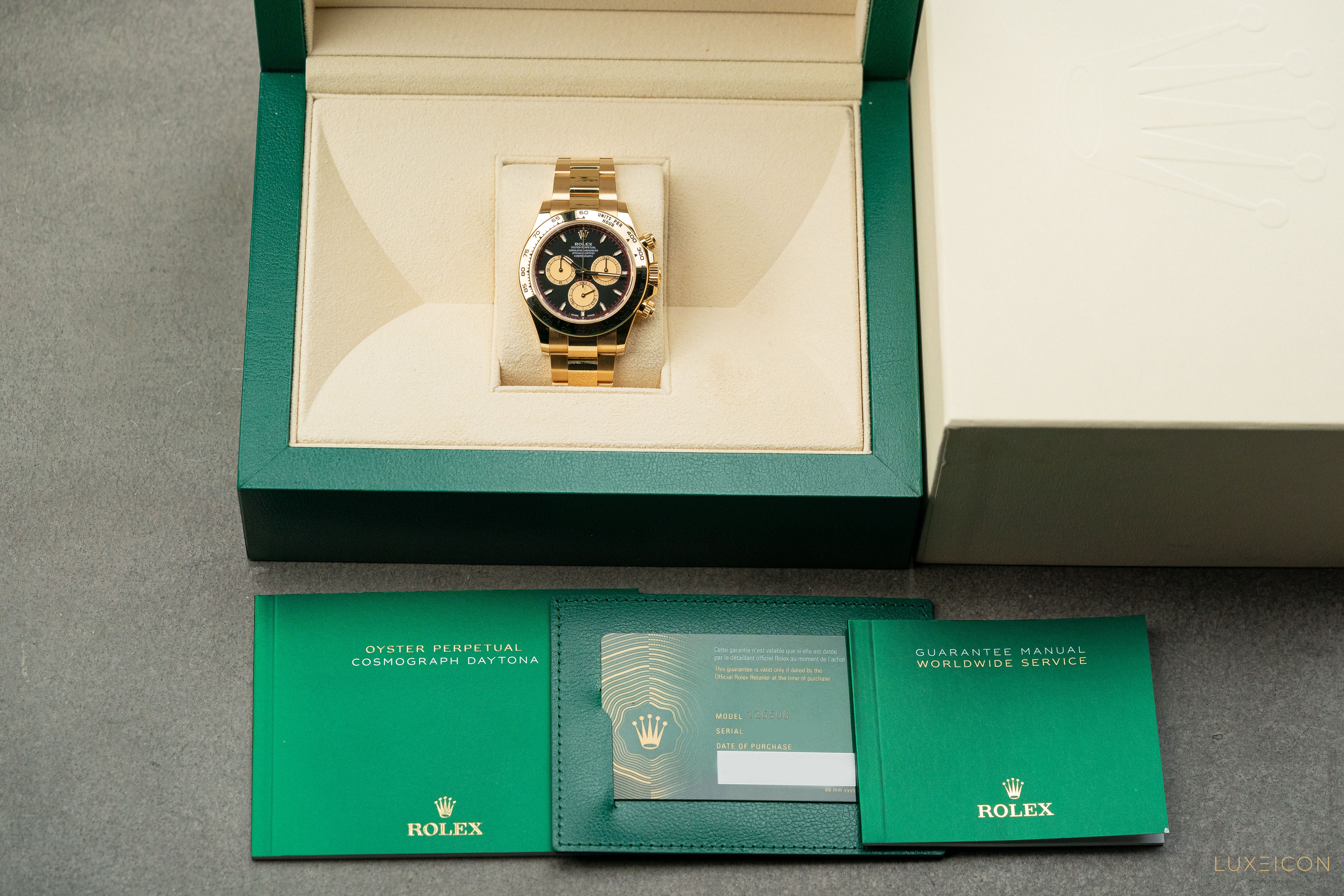 Rolex Cosmograph Daytona 40mm Yellow Gold Oyster Bracelet Black Index Paul Newman 126508