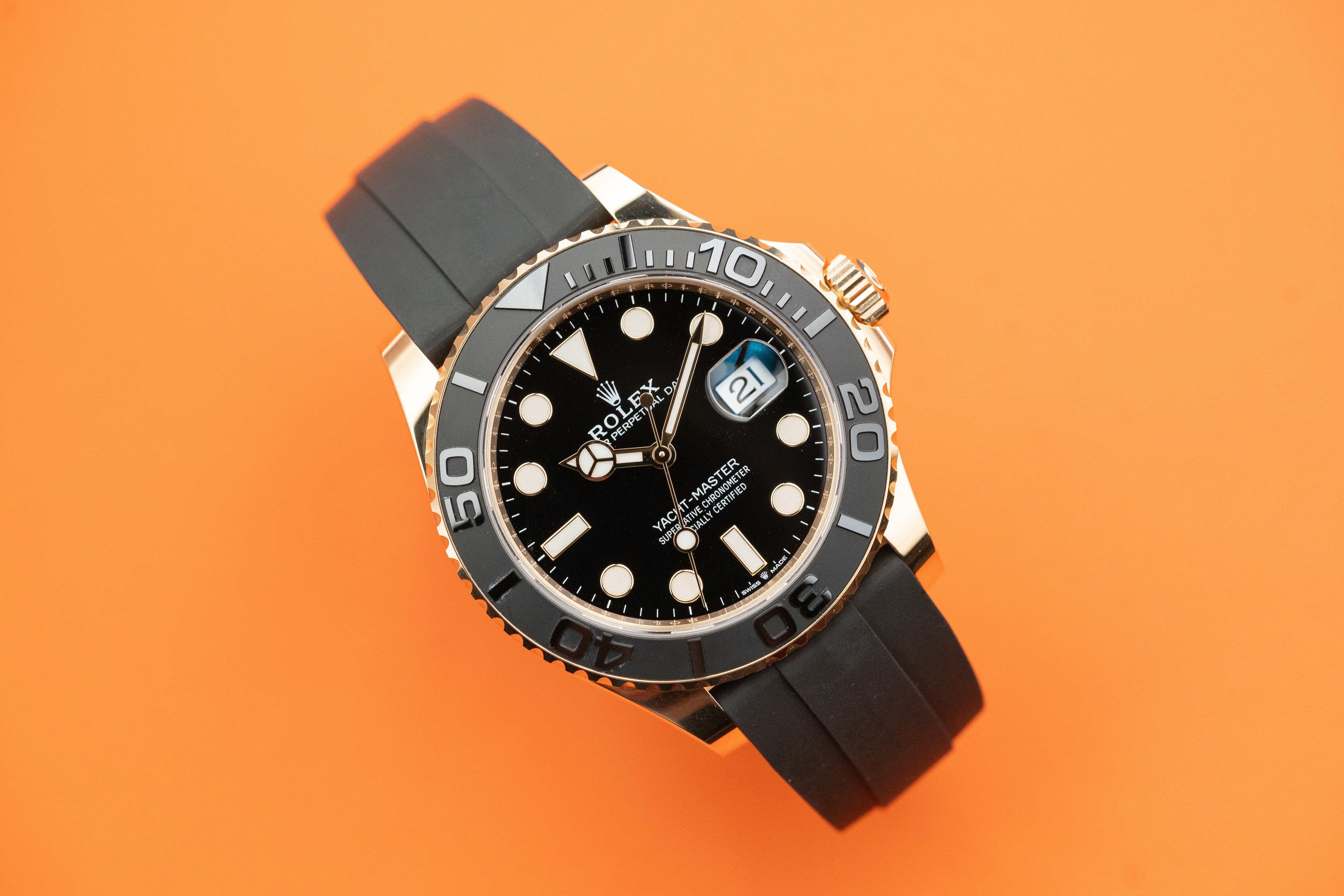 Rolex Yacht-Master Yellow Gold 42mm Black Dial Oysterflex Strap 226658