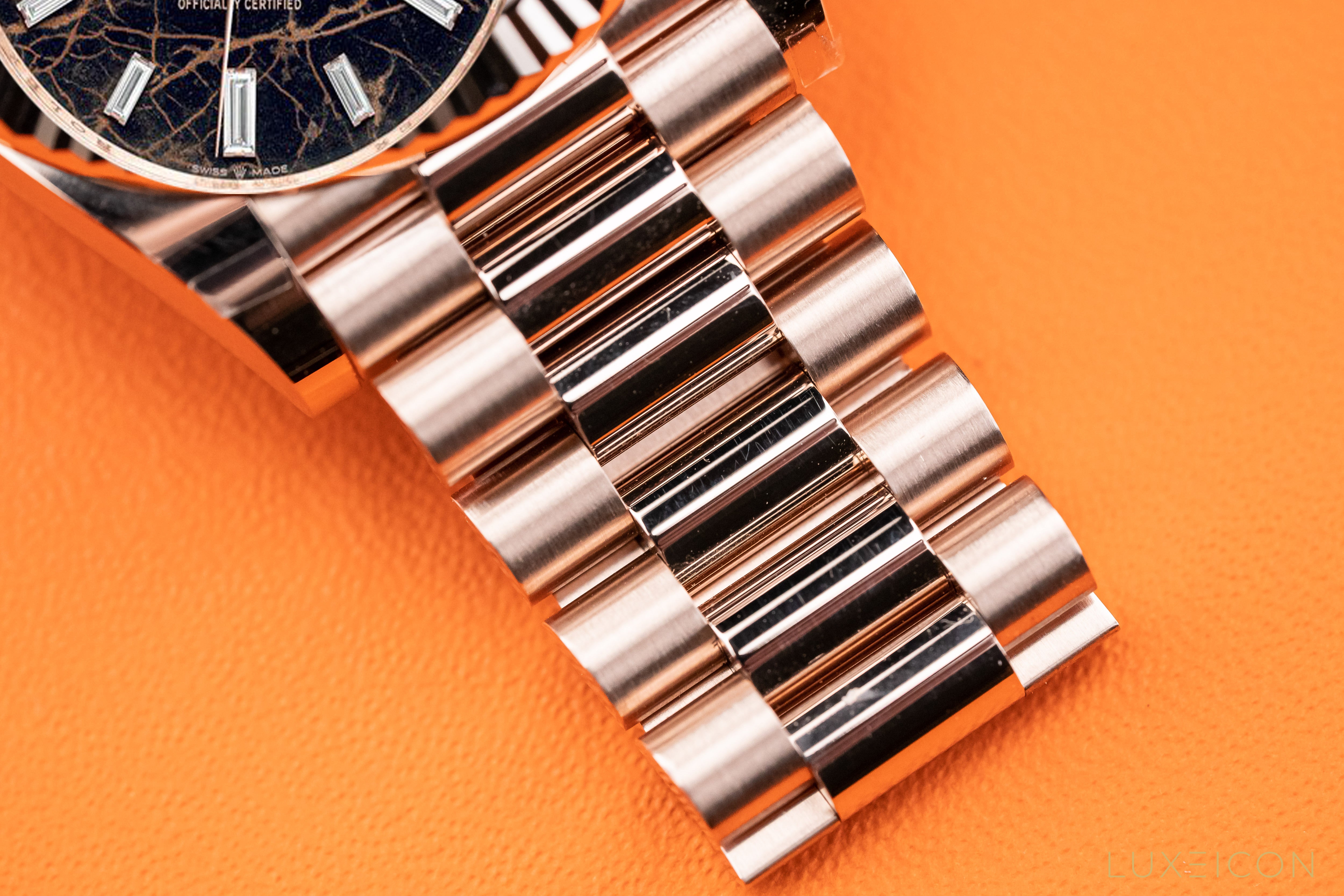 Rolex Day-Date 40mm President 18kt Rose Gold Eisenkiesel baguette 228235