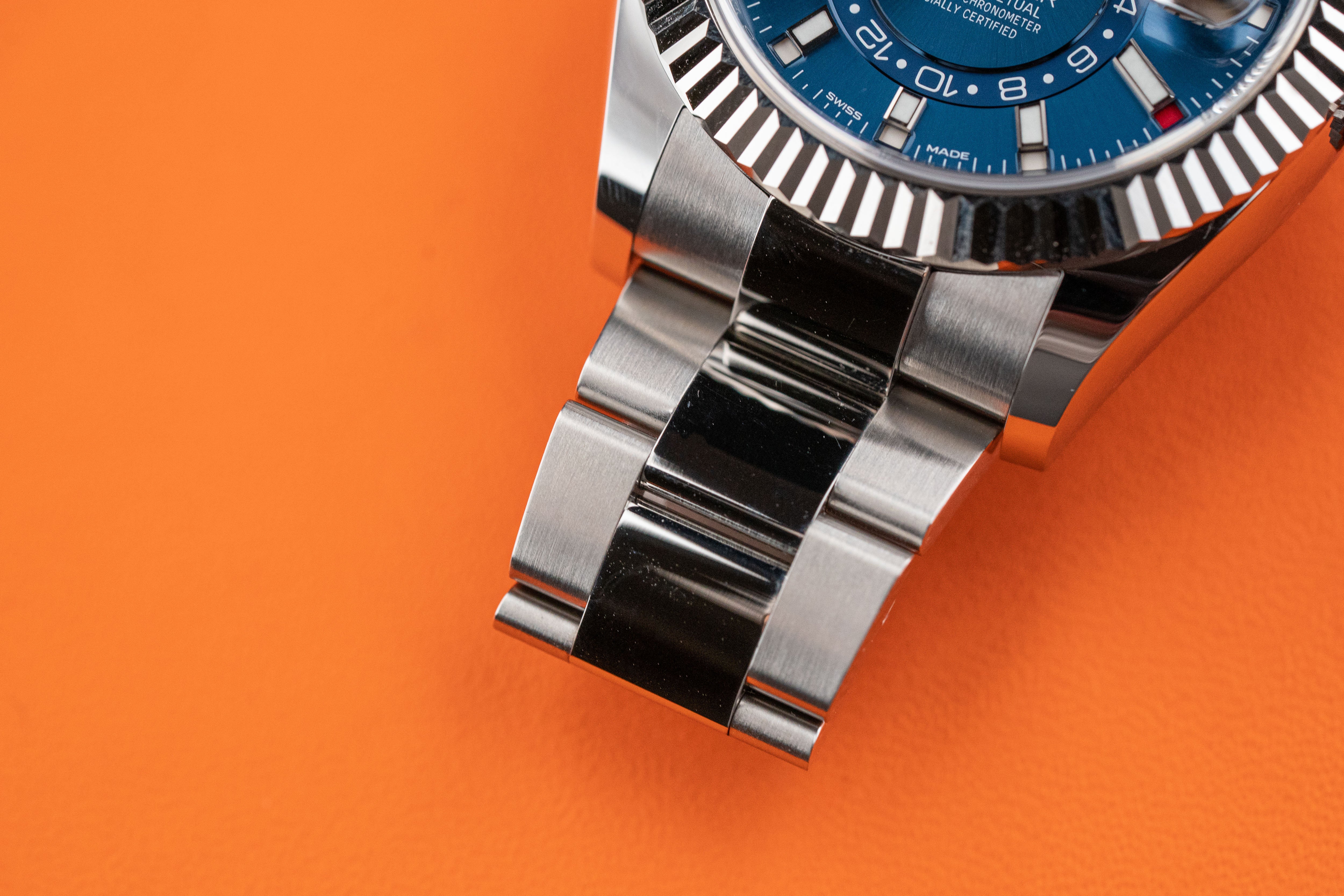 Rolex Sky-Dweller 42mm Fluted Bezel Stainless Steel Blue Index Dial Oyster Bracelet 326934