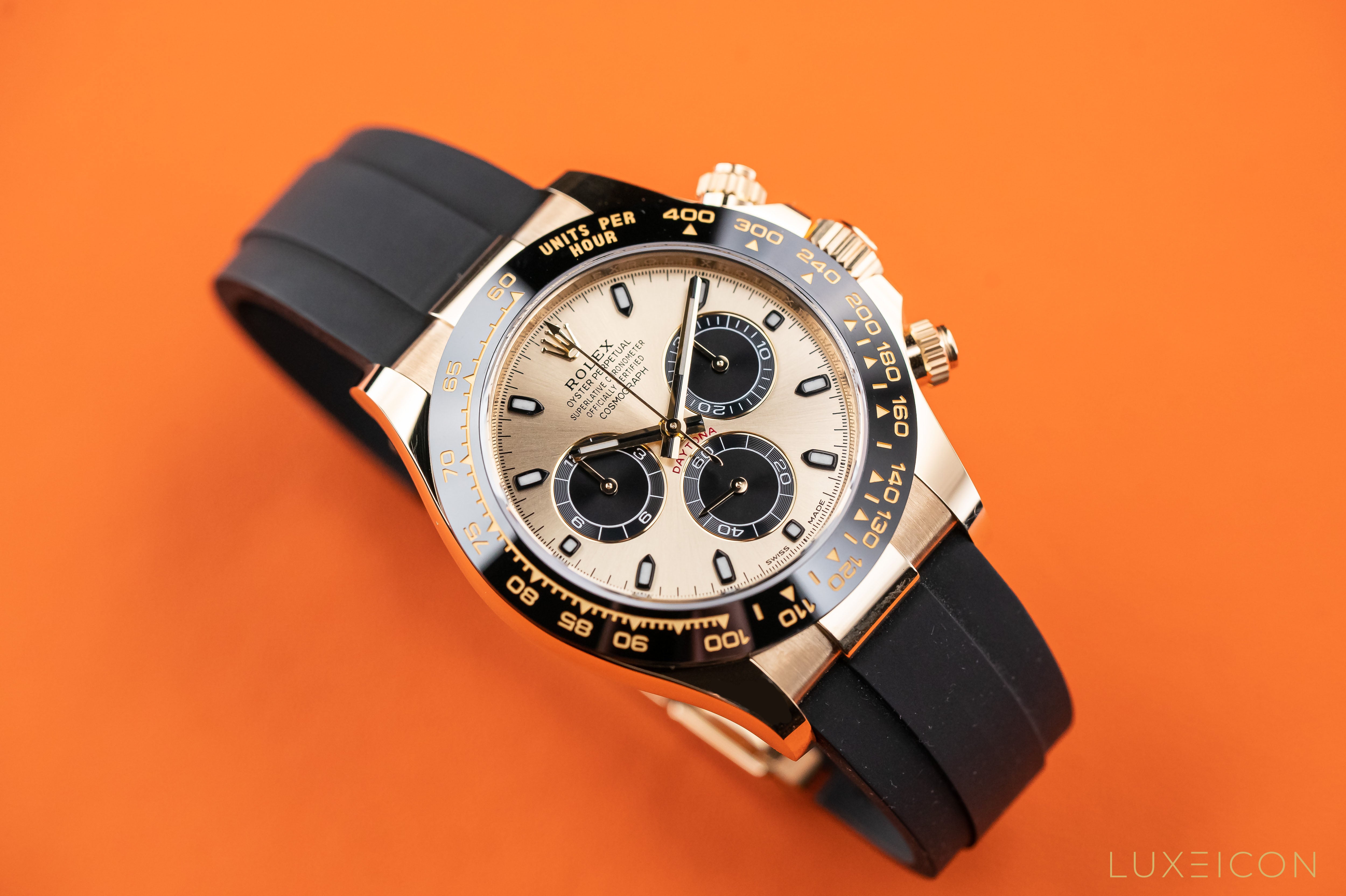 Rolex Daytona 40 mm Yellow Gold Champagne Dial Oysterflex 116518LN 2020