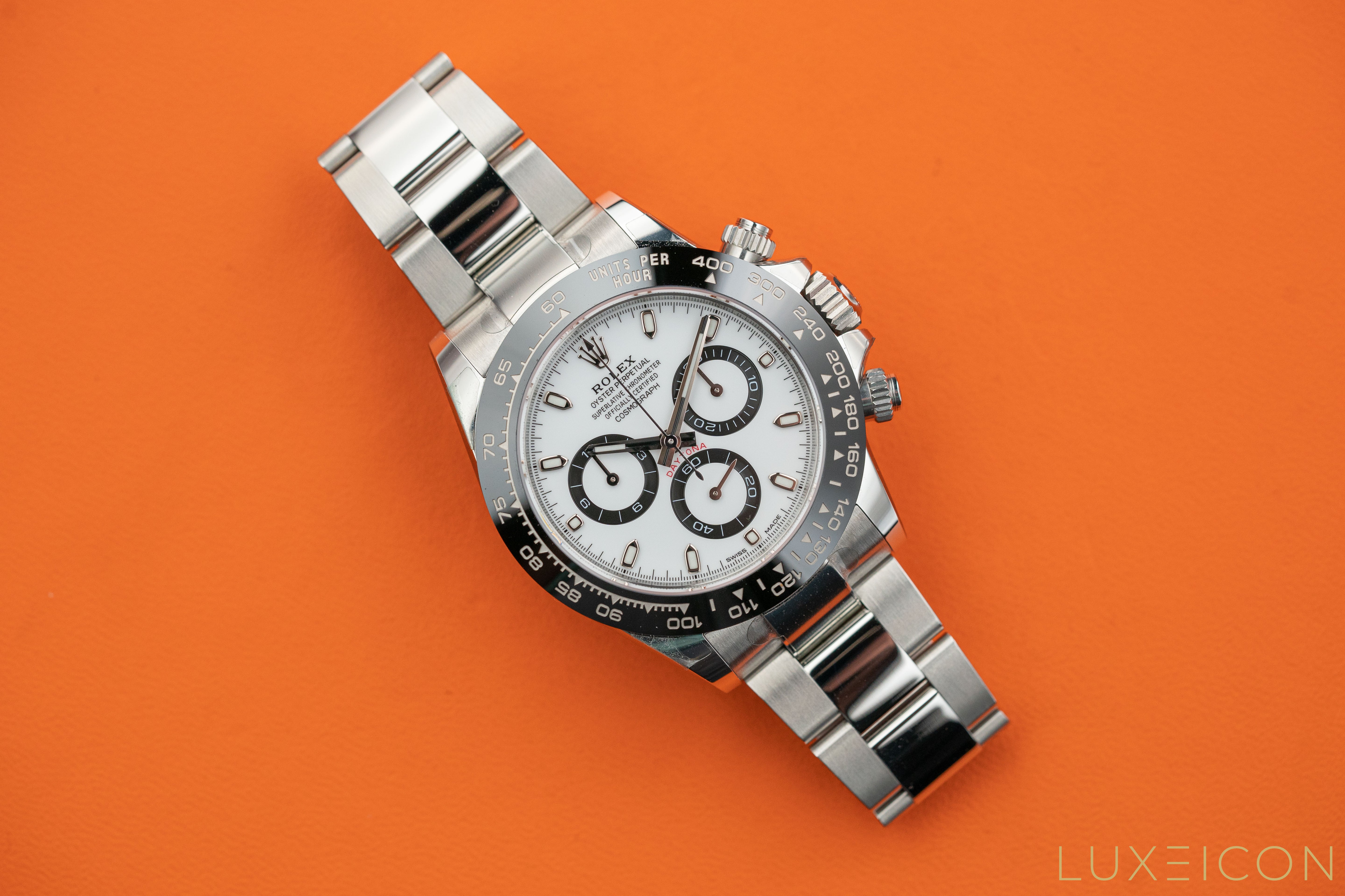 Rolex Cosmograph Daytona Stainless Steel Ceramic Bezel Panda White Dial