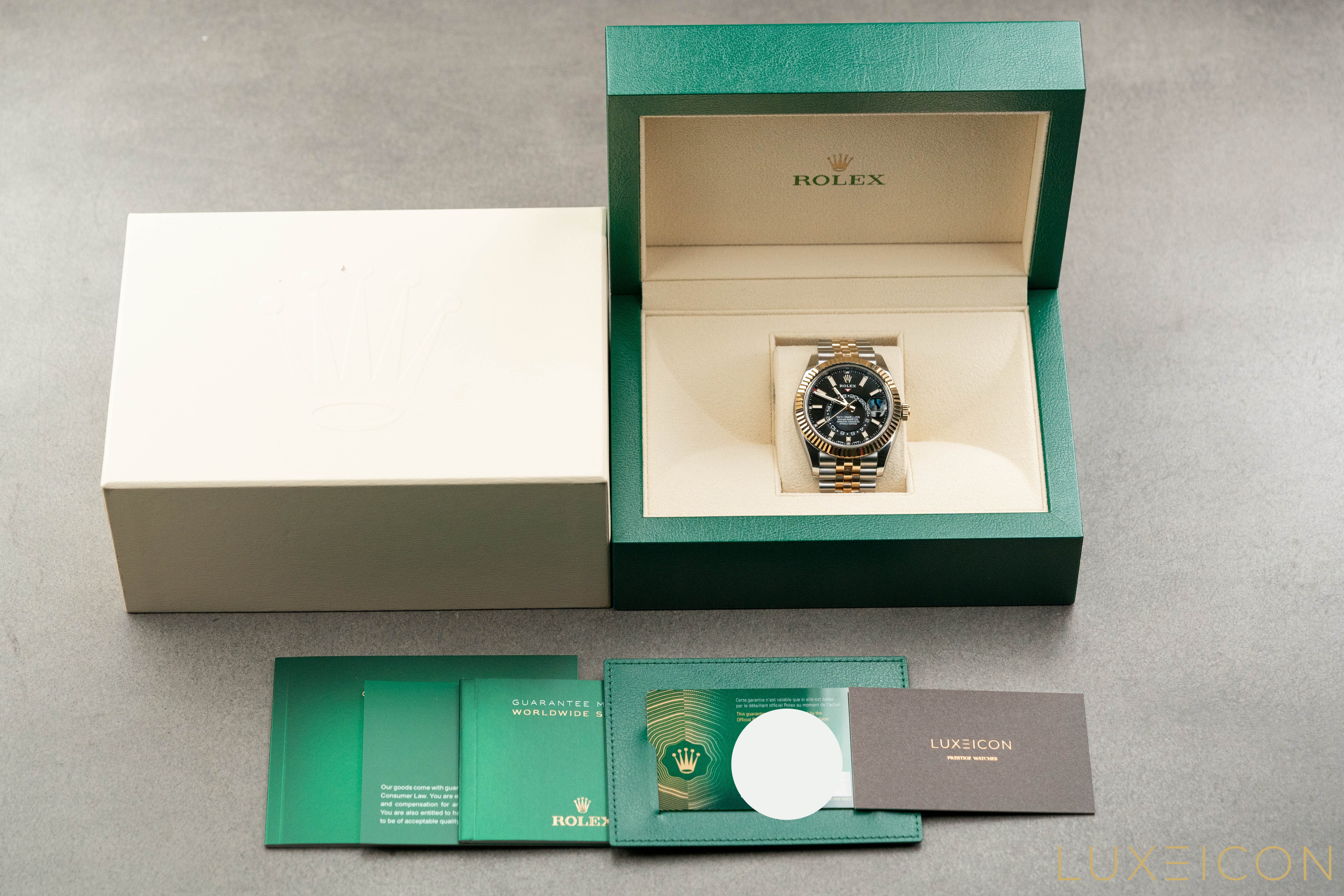 Rolex Sky-Dweller 42mm Two Tone Black & Yellow Gold Dial Jubilee 326933