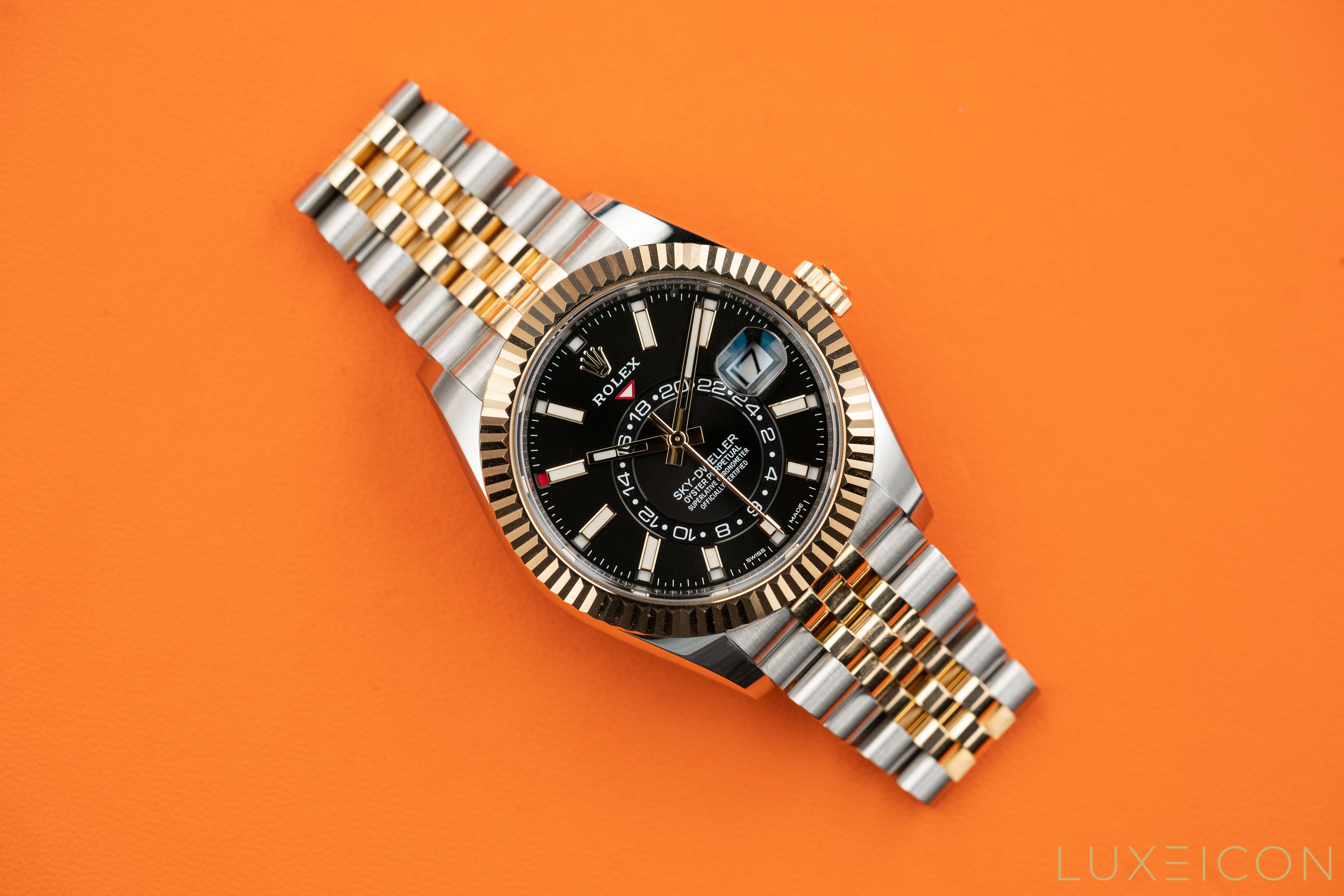 Rolex Sky-Dweller 42mm Two Tone Black & Yellow Gold Dial Jubilee 326933