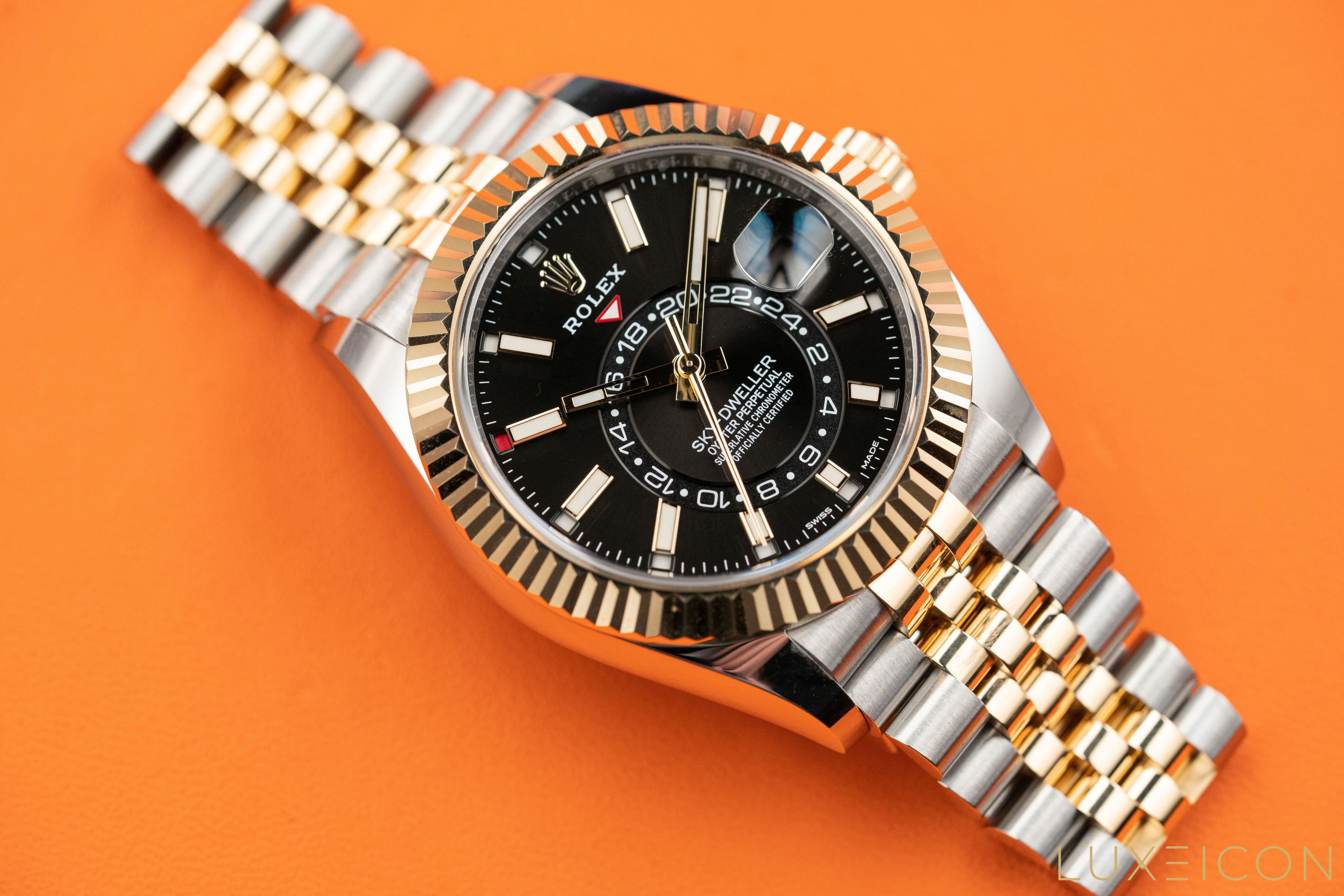 Rolex Sky-Dweller 42mm Two Tone Black & Yellow Gold Dial Jubilee 326933