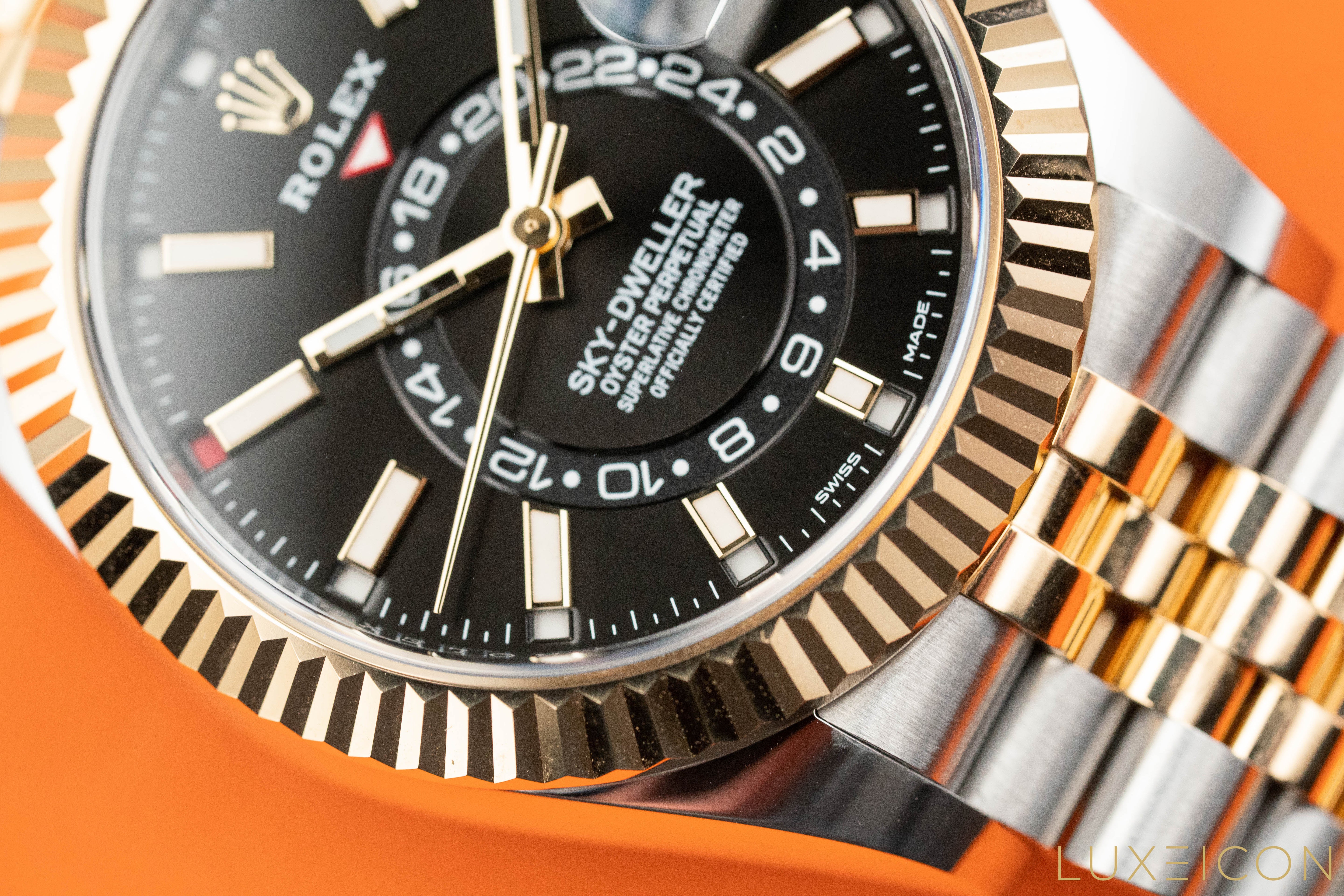 Rolex Sky-Dweller 42mm Two Tone Black & Yellow Gold Dial Jubilee 326933