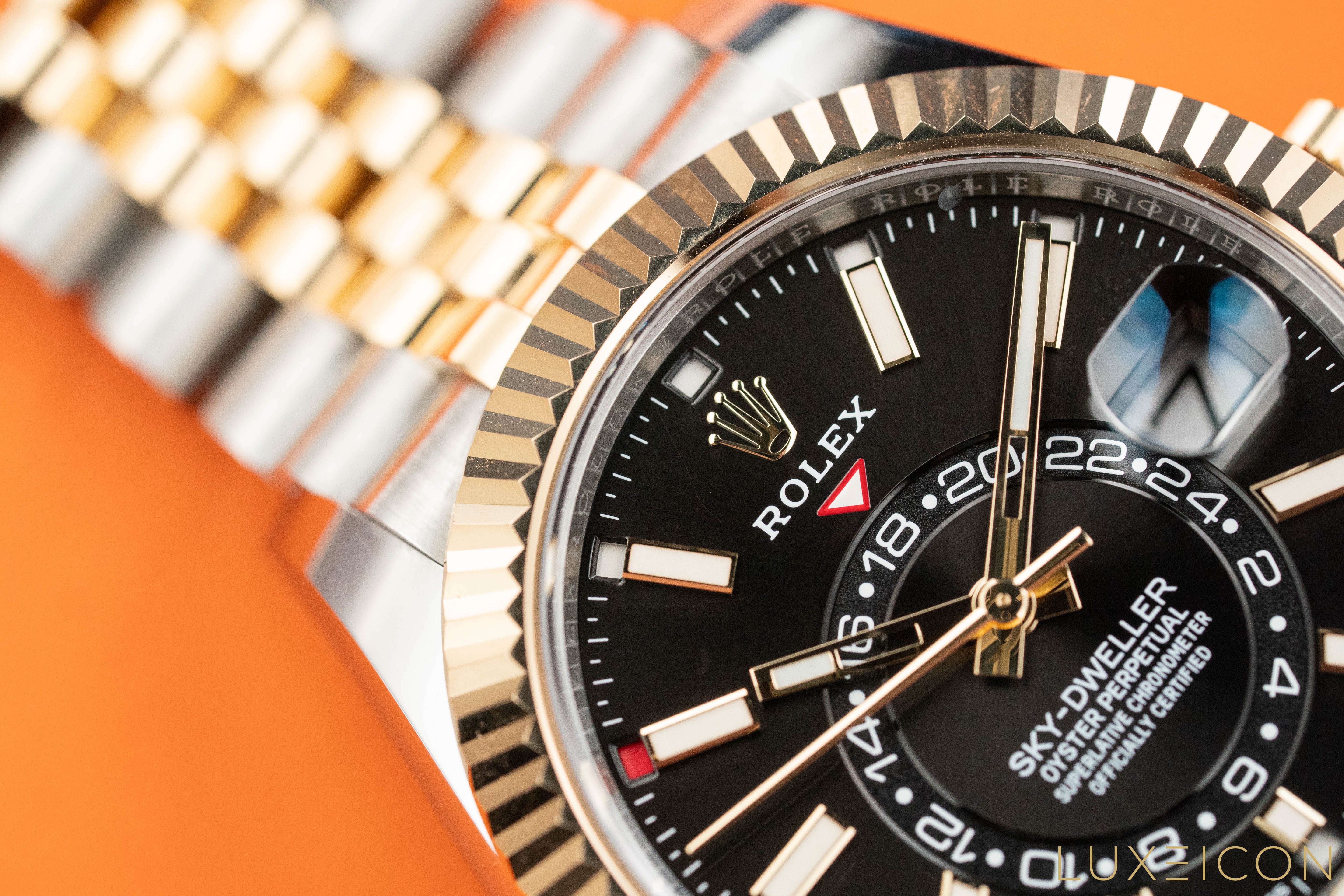 Rolex Sky-Dweller 42mm Two Tone Black & Yellow Gold Dial Jubilee 326933