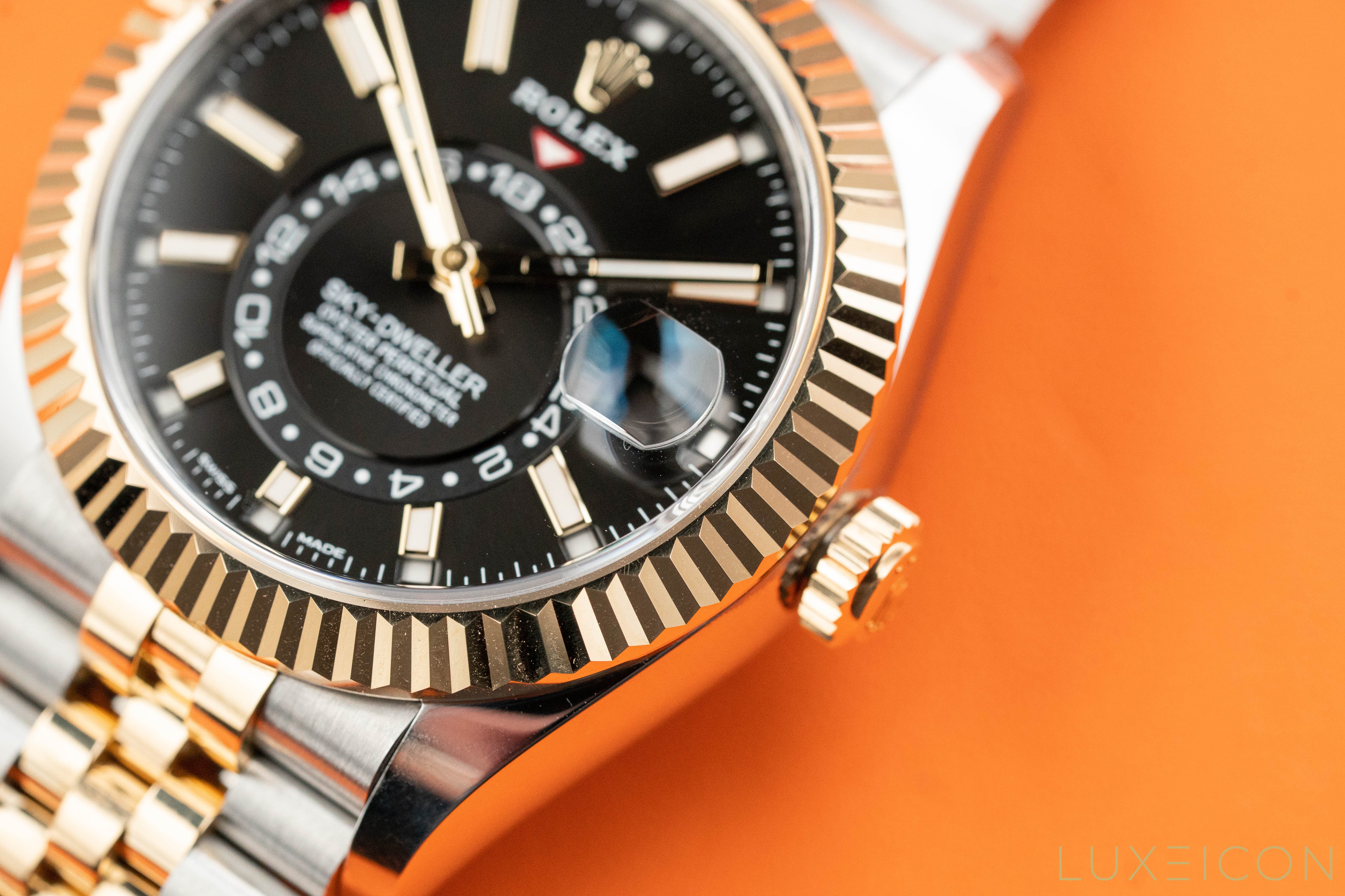 Rolex Sky-Dweller 42mm Two Tone Black & Yellow Gold Dial Jubilee 326933