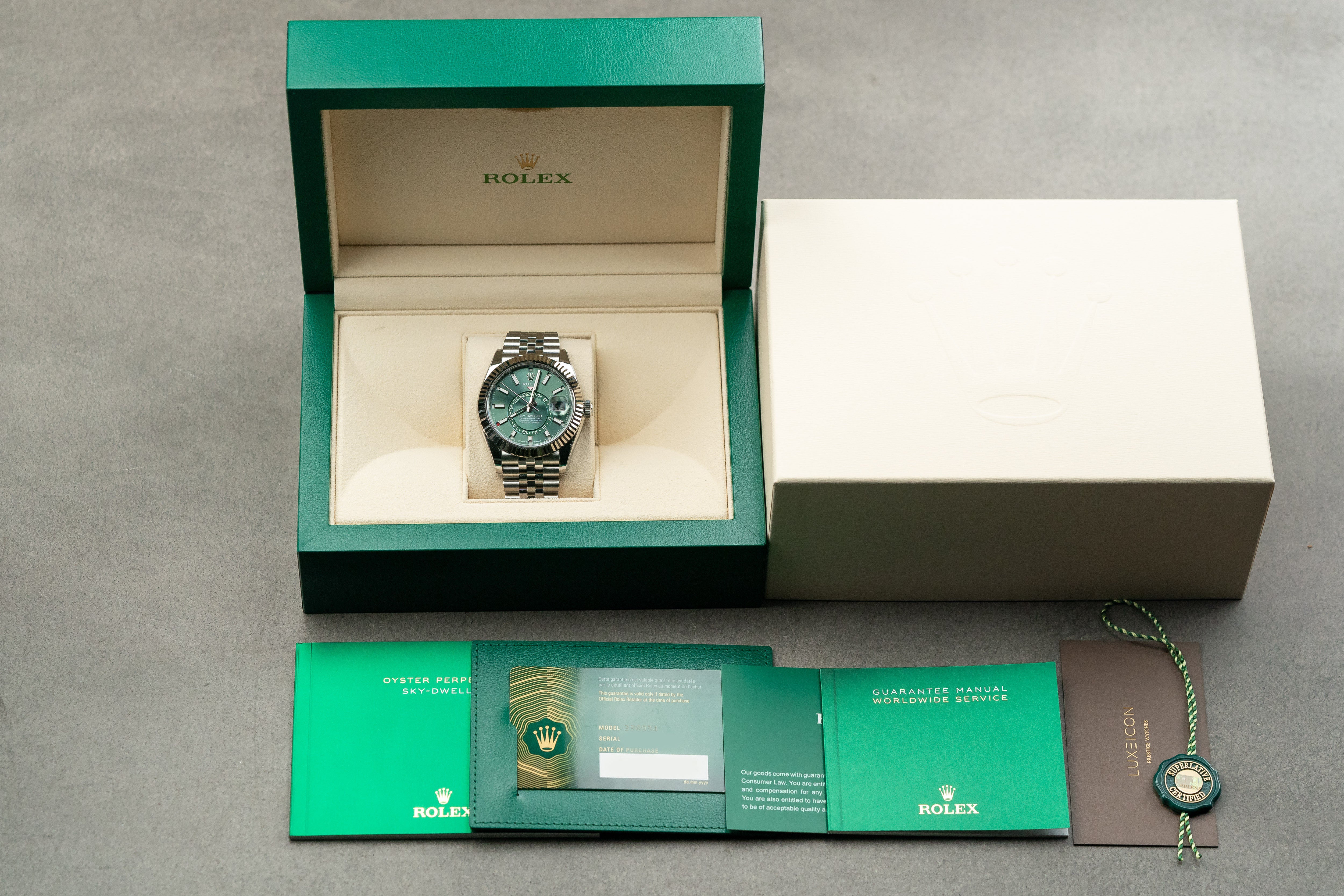 Rolex Sky-Dweller Mint Green Index Dial Jubilee Bracelet 336934