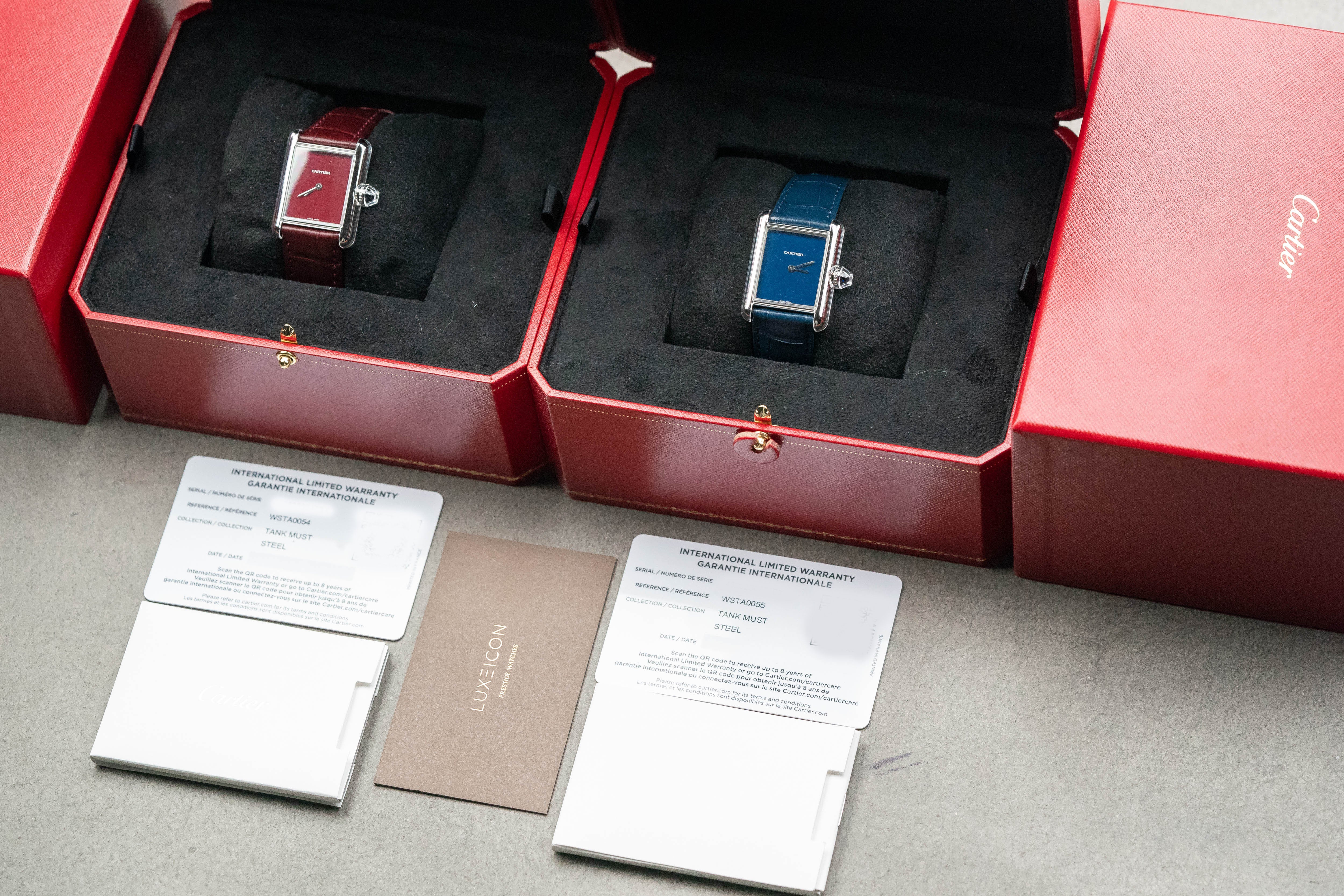 Cartier Tank Must Large Steel Blue/Red Dial Ladies Watch 2021