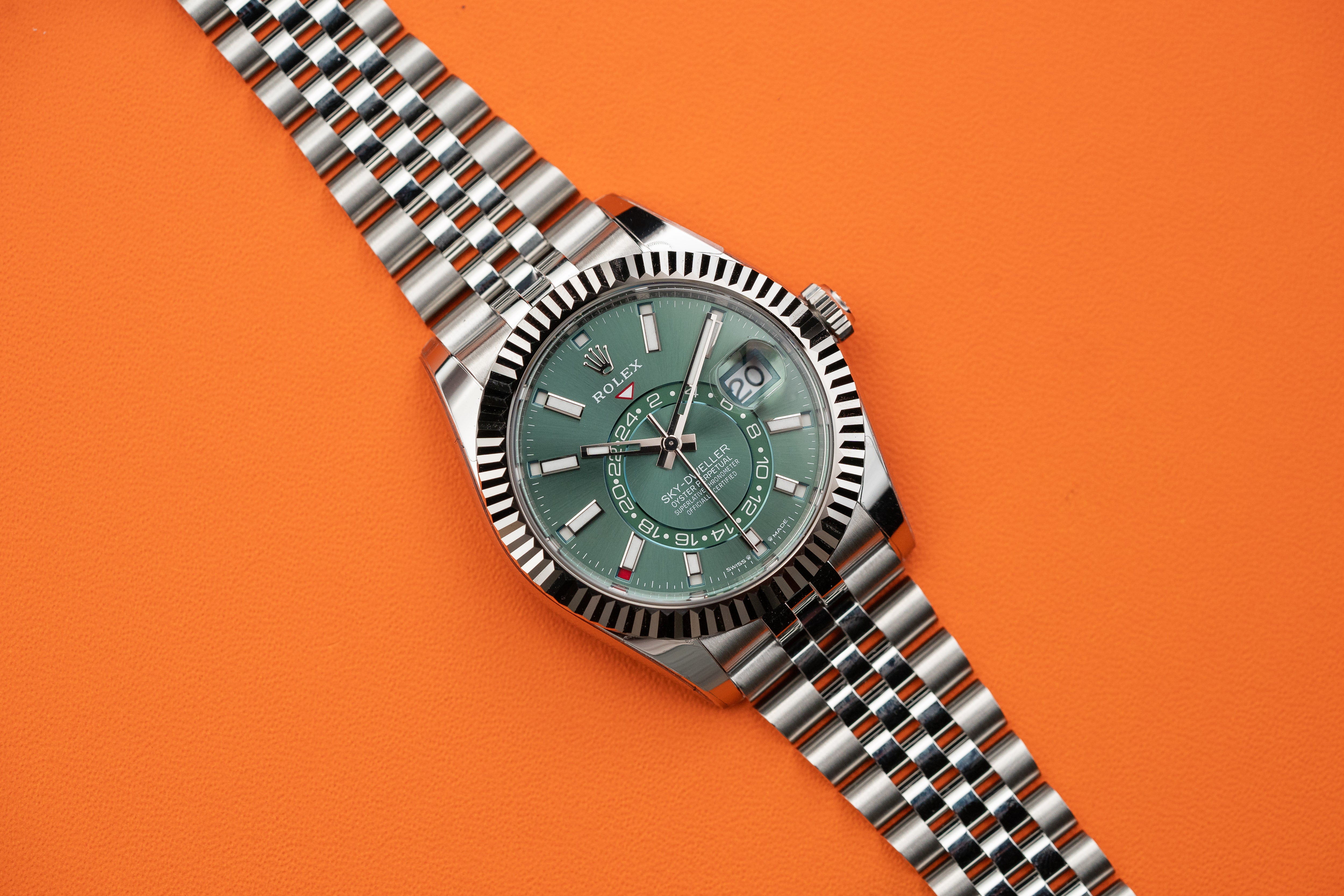 Rolex Sky-Dweller Mint Green Index Dial  Jubilee Bracelet 336934