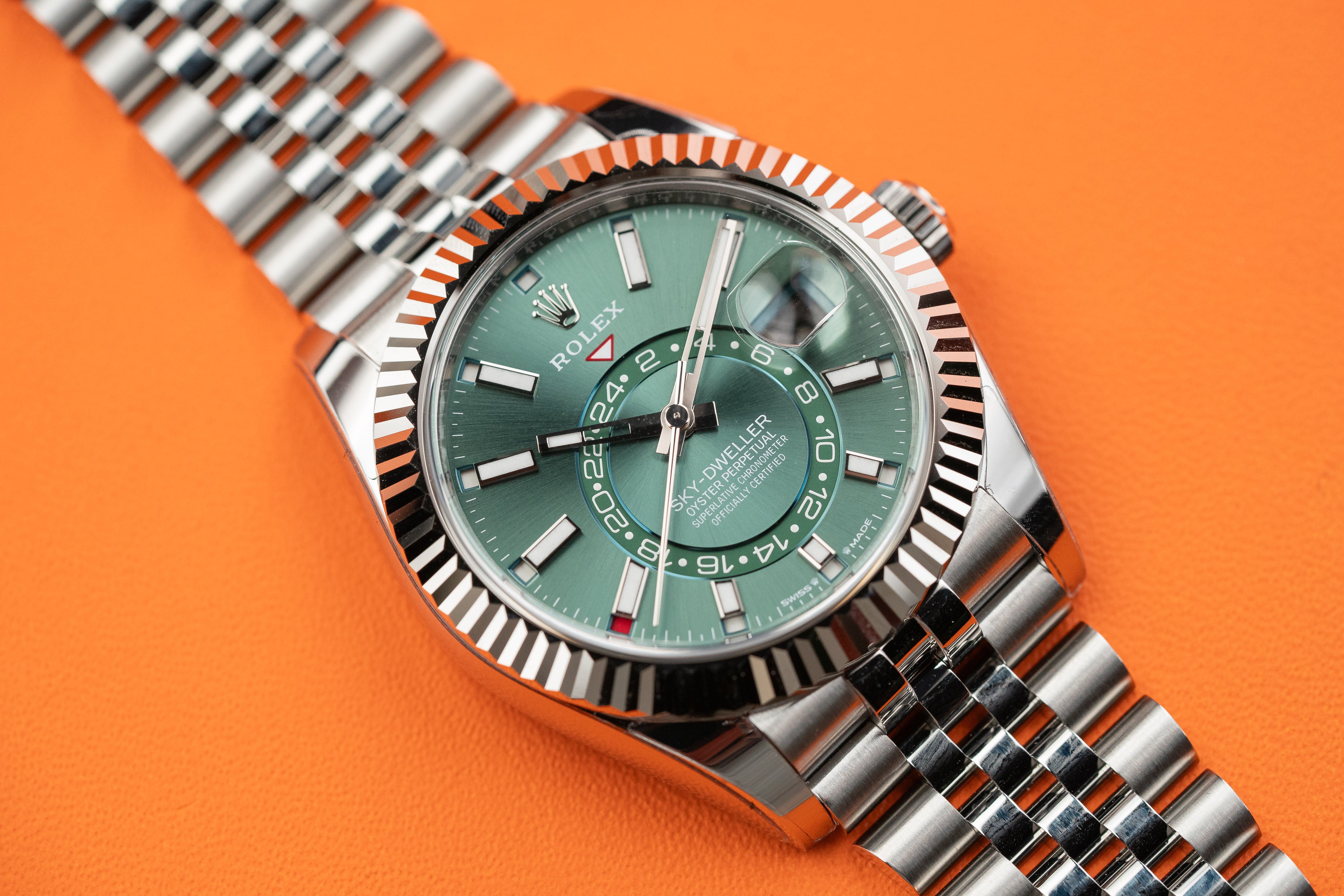 Rolex Sky-Dweller Mint Green Index Dial  Jubilee Bracelet 336934