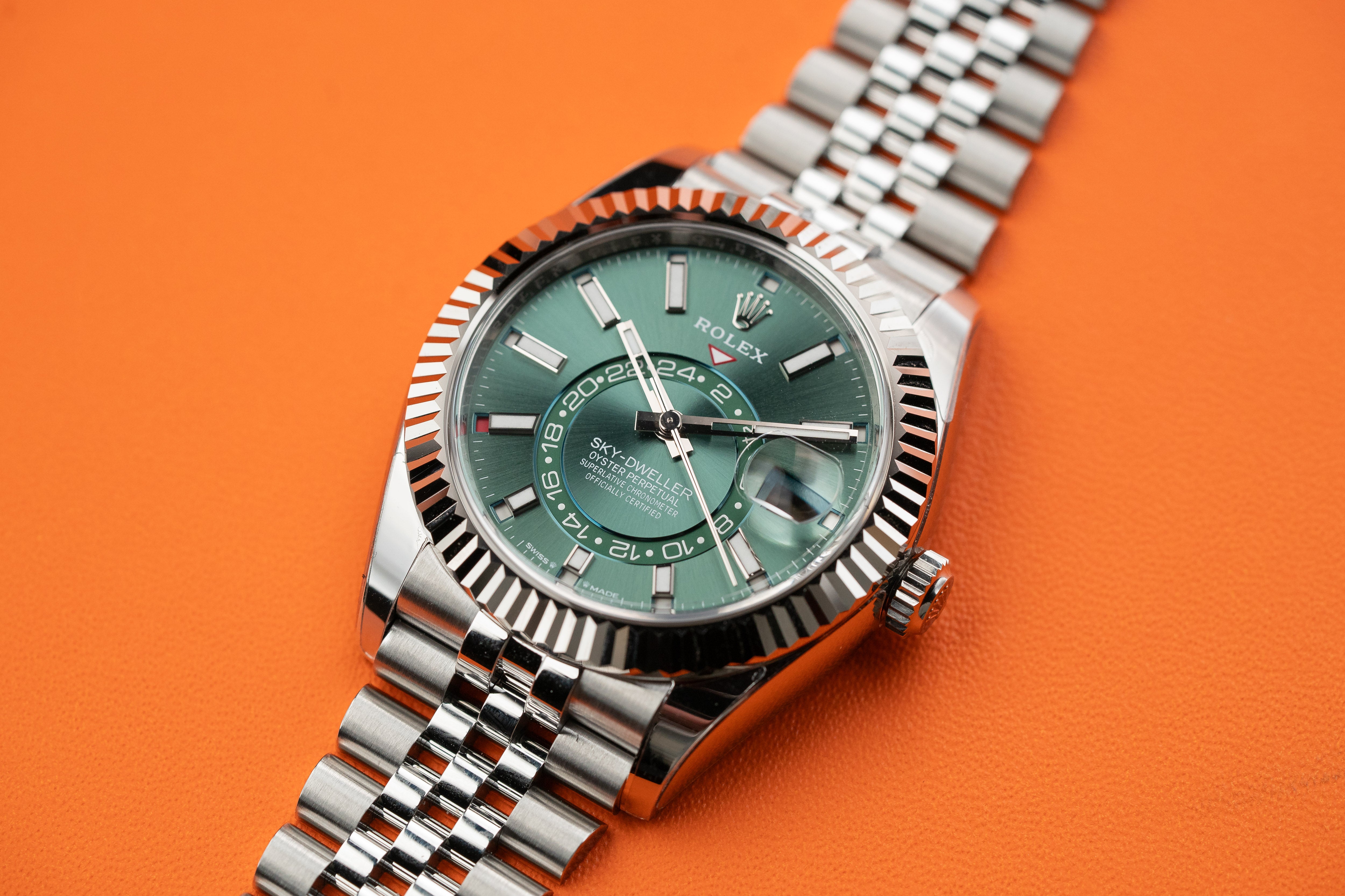 Rolex Sky-Dweller Mint Green Index Dial Jubilee Bracelet 336934