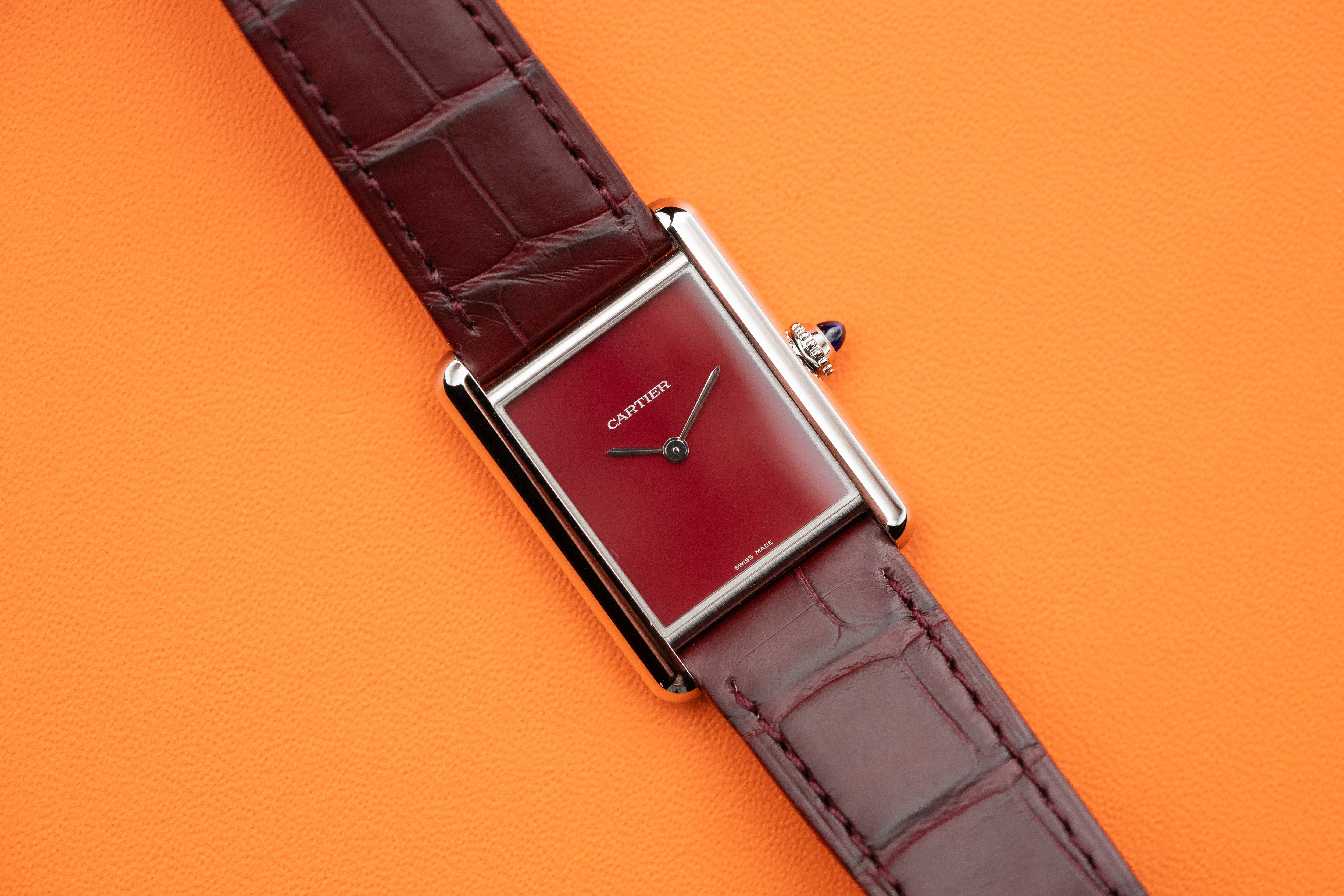 Cartier Tank Must Large Steel Blue/Red Dial Ladies Watch 2021