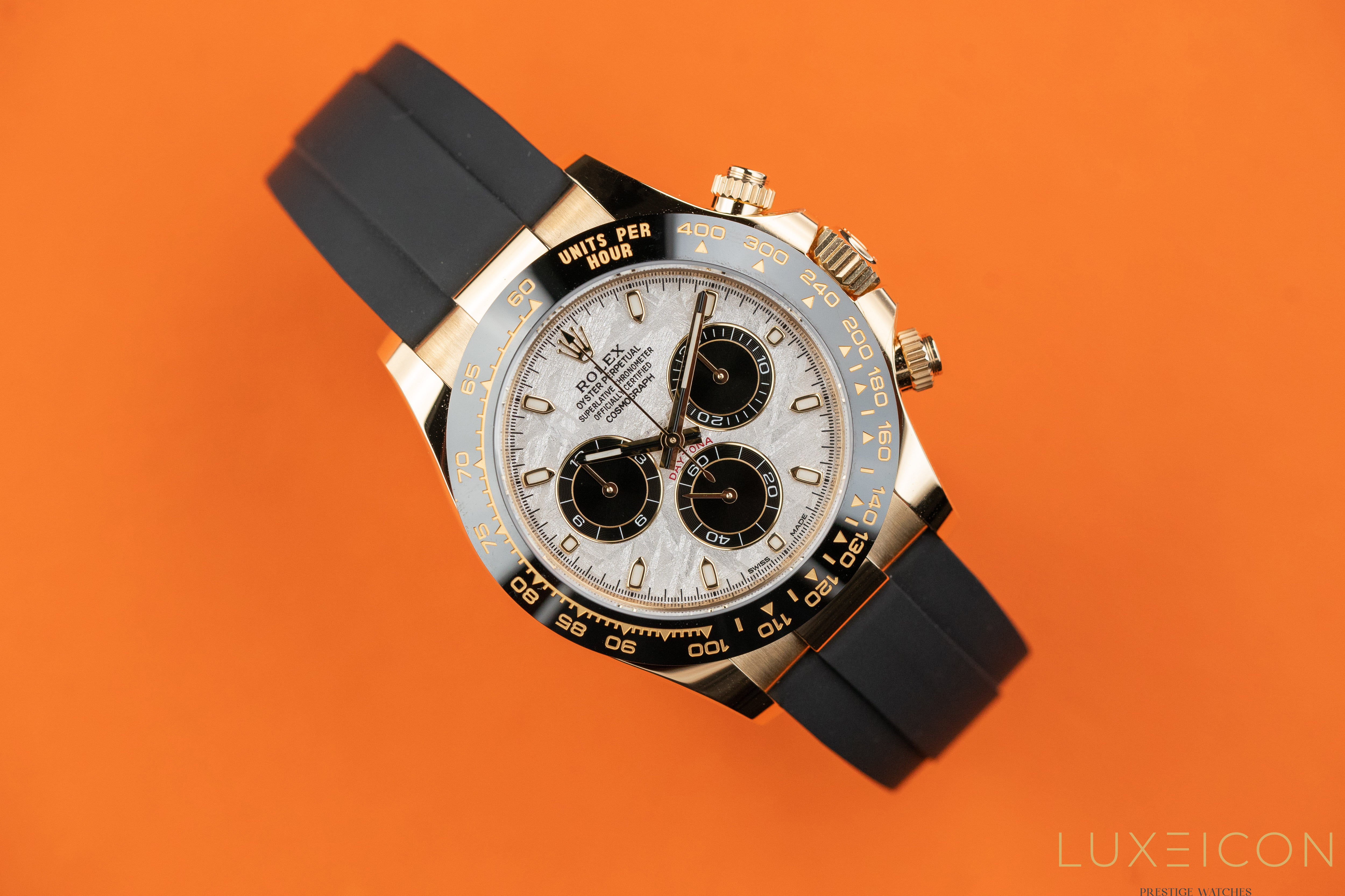 Rolex Cosmograph Daytona 116518LN 40mm Meteorite Dial Yellow Gold Oysterflex