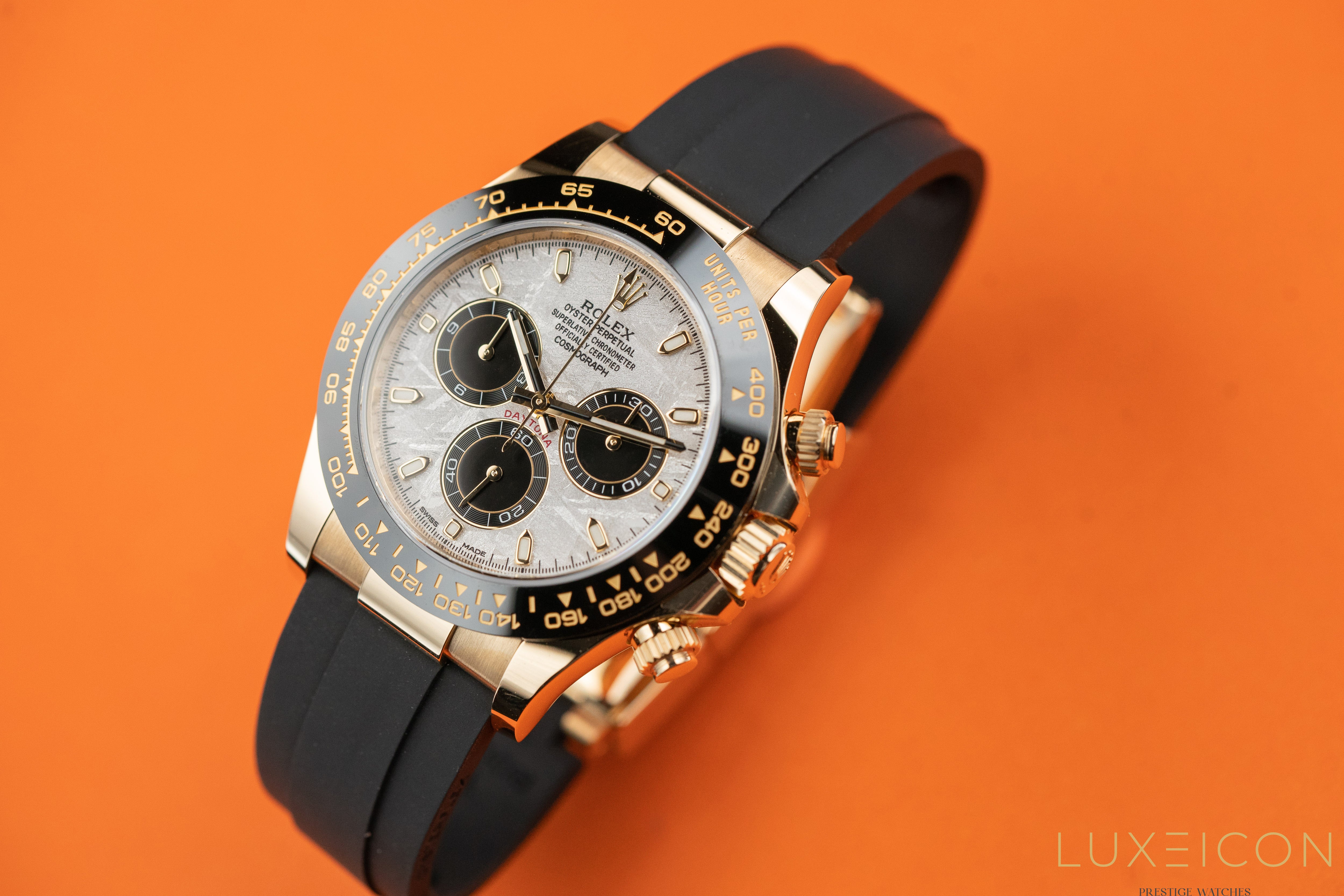 Rolex Cosmograph Daytona 116518LN 40mm Meteorite Dial Yellow Gold Oysterflex