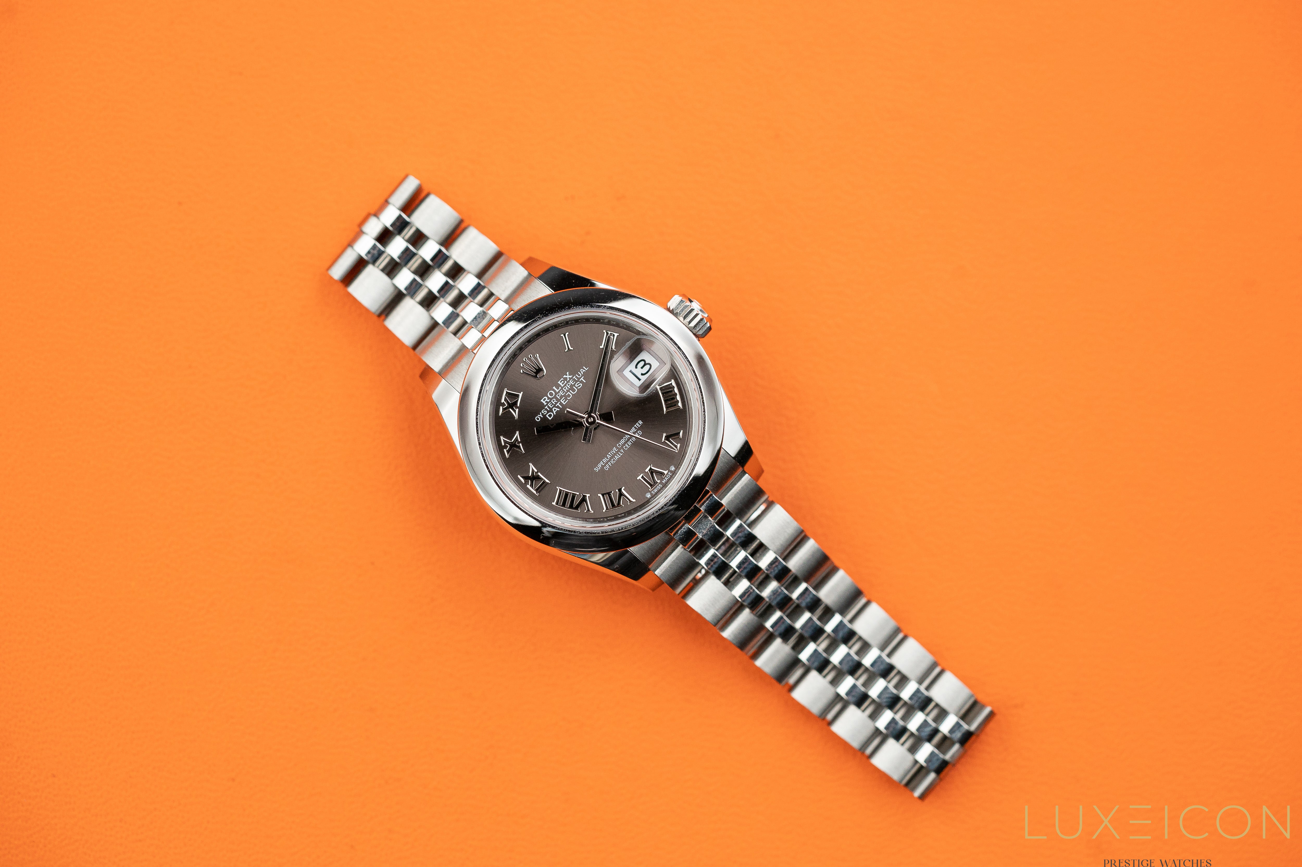 Rolex Lady-Datejust 279160 28mm Dark Grey Dial Jubilee Bracelet Steel