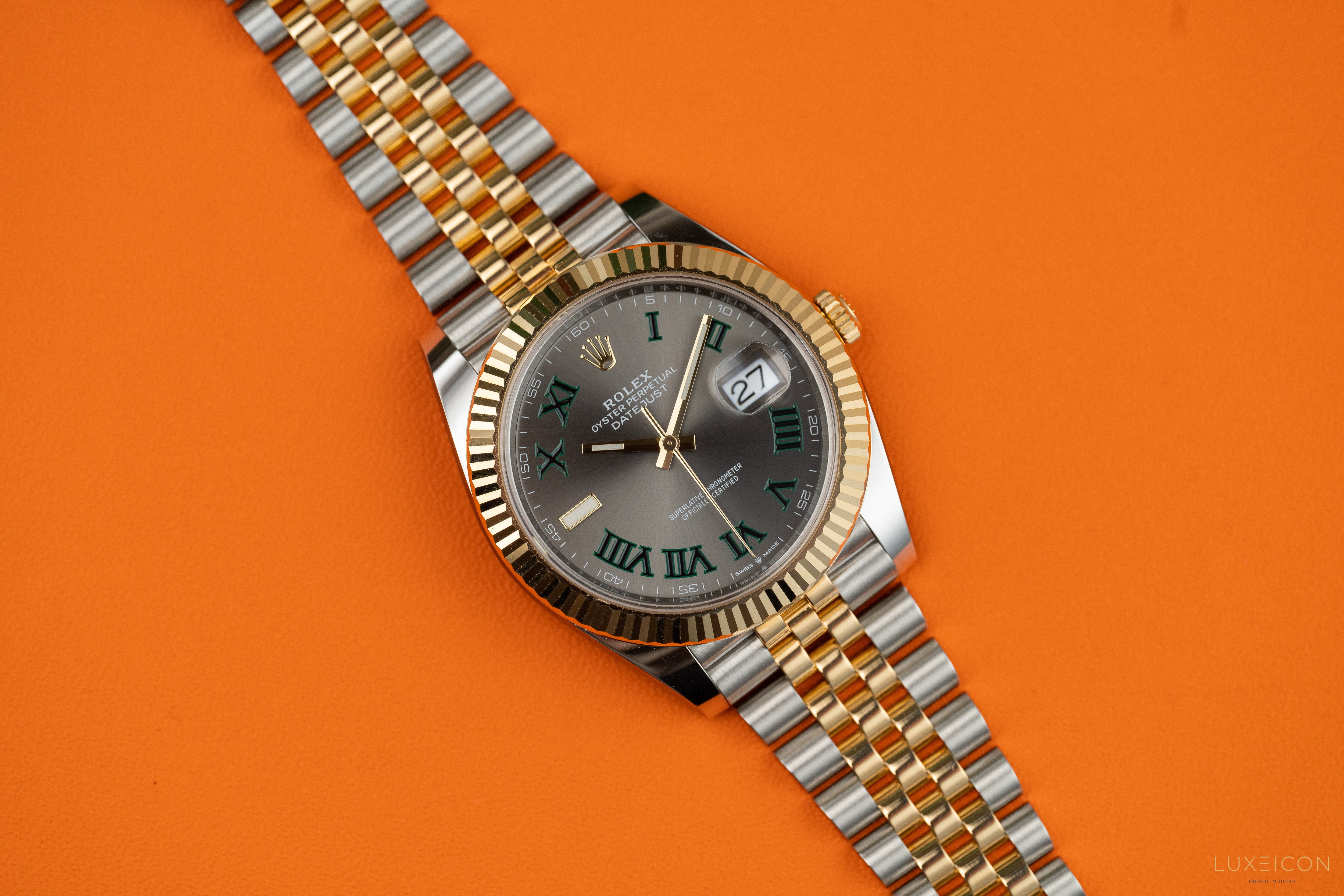 Rolex Datejust 41 Two-Tone Yellow Gold & Stainless Steel Grey Roman Wimbledon Dial 