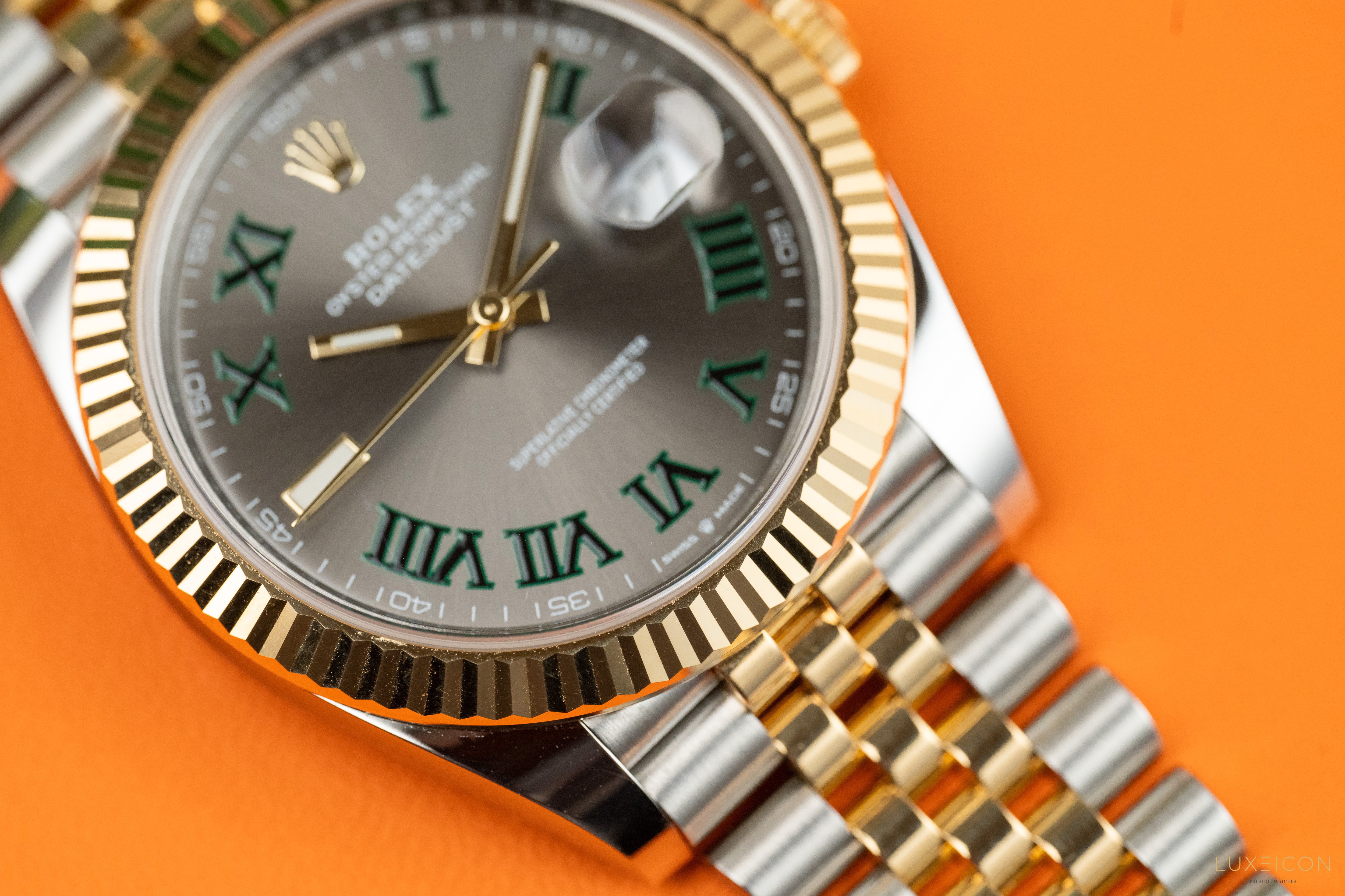 Rolex Datejust 41 Two-Tone Yellow Gold & Stainless Steel Grey Roman Wimbledon Dial 