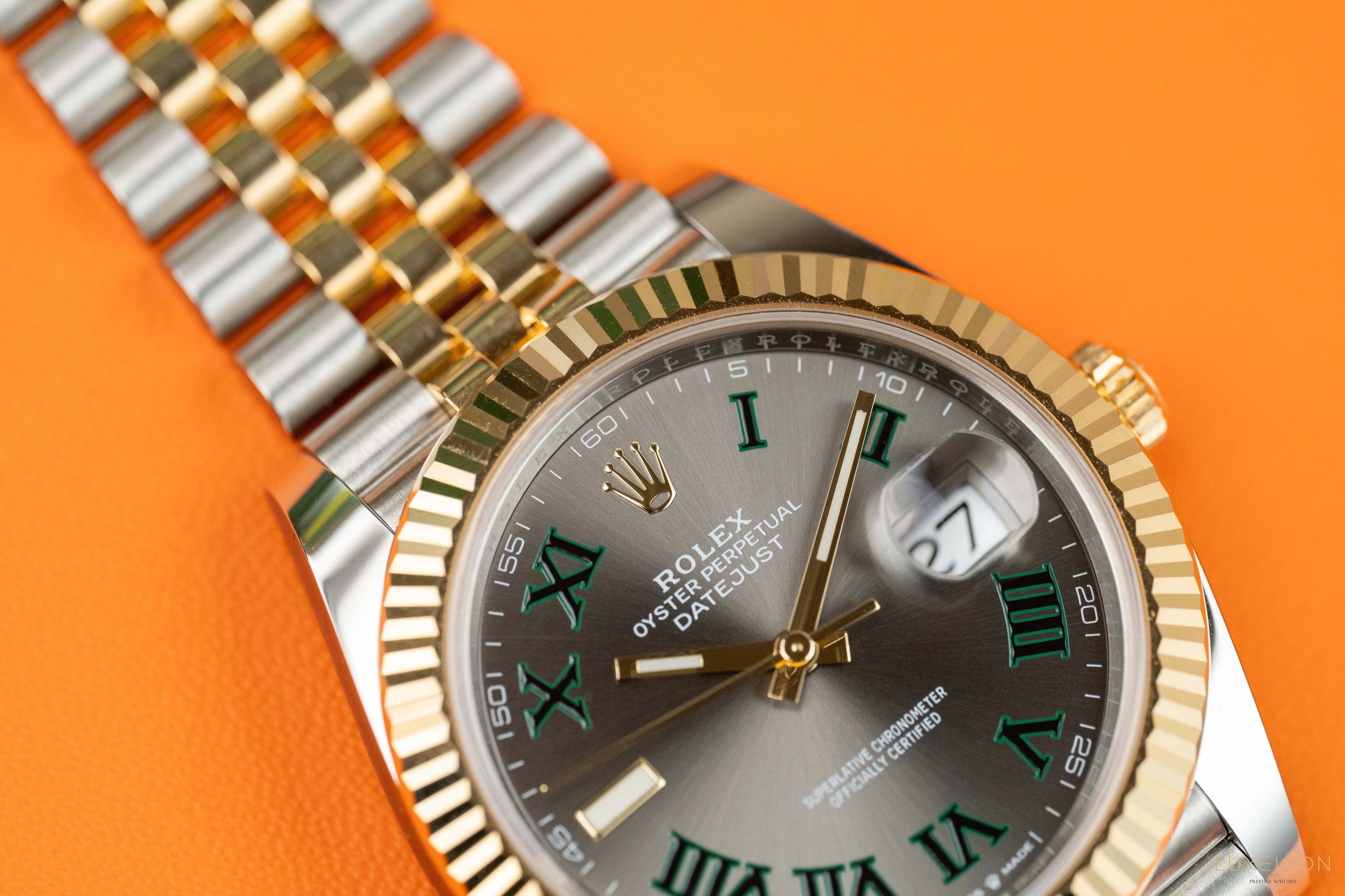 Rolex Datejust 41 Two-Tone Yellow Gold & Stainless Steel Grey Roman Wimbledon Dial 