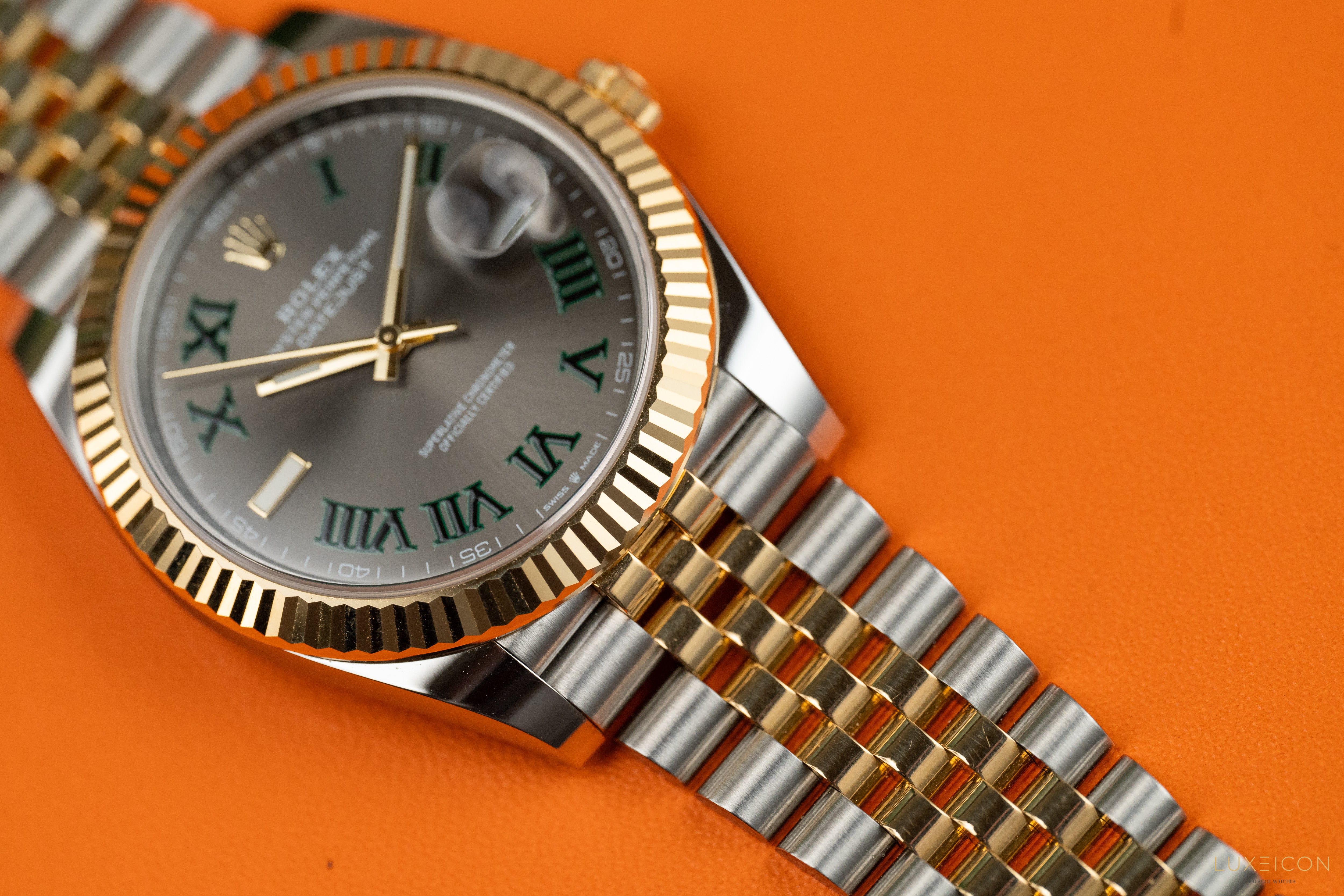 Rolex Datejust 41 Two-Tone Yellow Gold & Stainless Steel Grey Roman Wimbledon Dial 