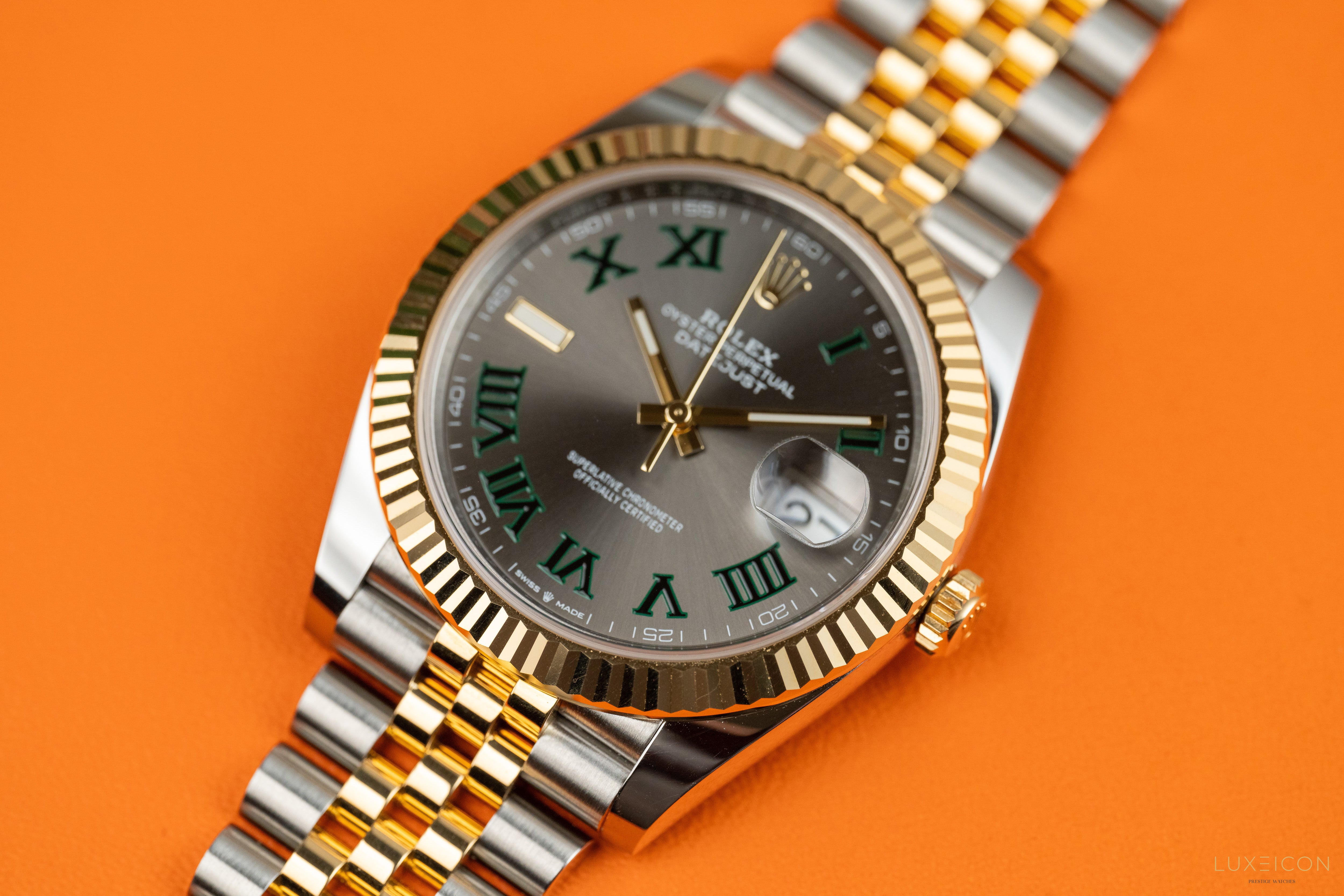 Rolex Datejust 41 Two-Tone Yellow Gold & Stainless Steel Grey Roman Wimbledon Dial 