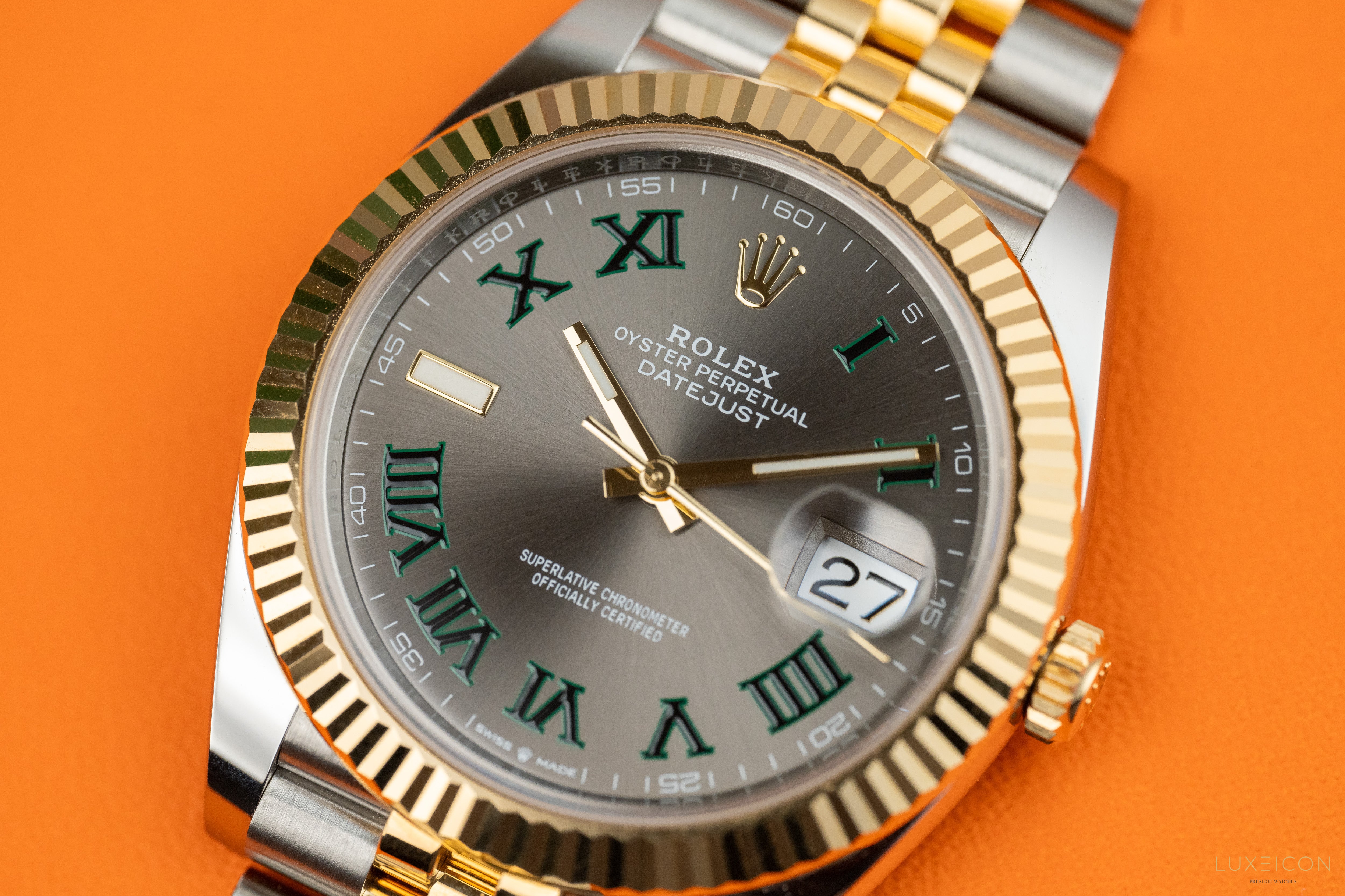 Rolex Datejust 41 Two-Tone Yellow Gold & Stainless Steel Grey Roman Wimbledon Dial 