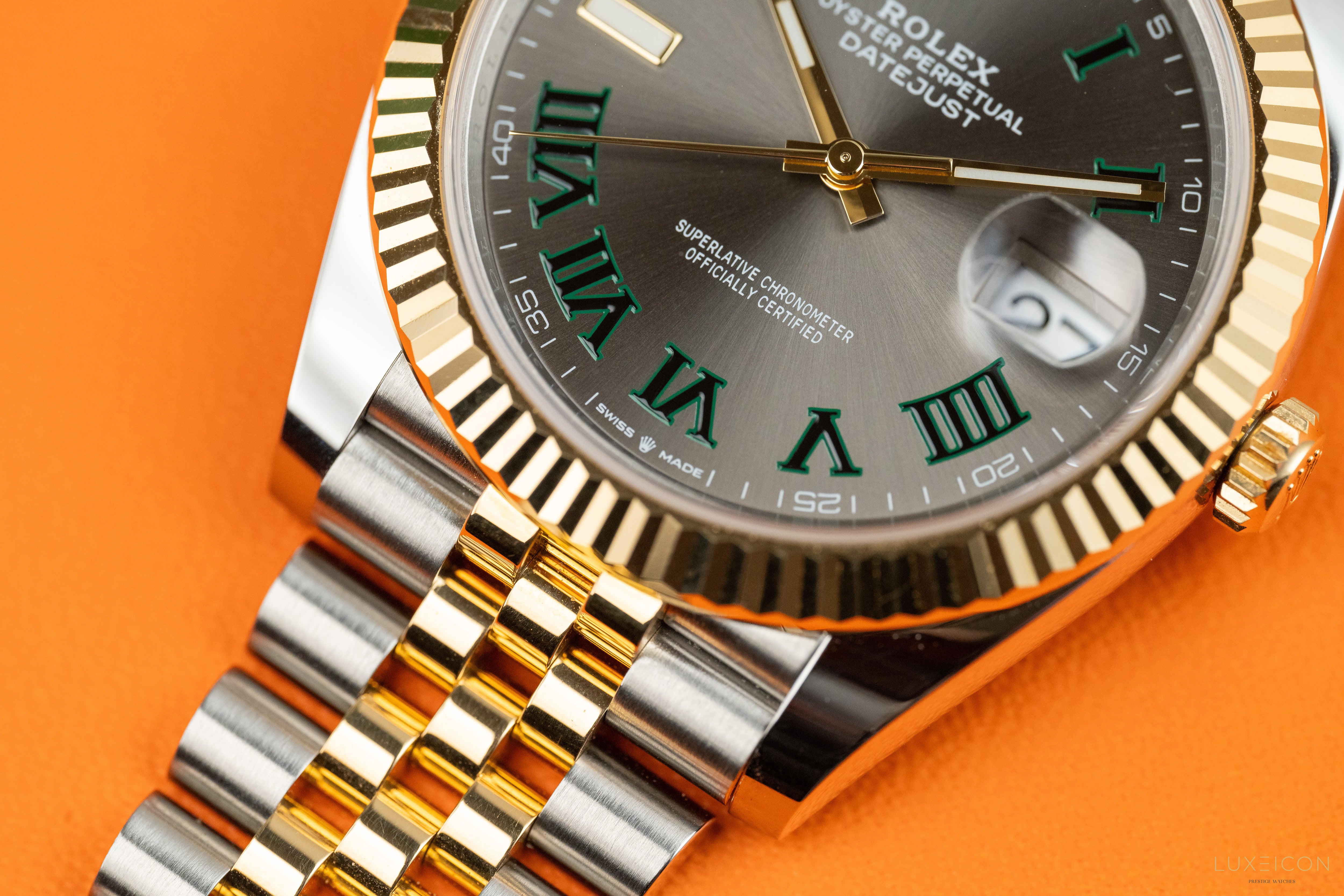 Rolex Datejust 41 Two-Tone Yellow Gold & Stainless Steel Grey Roman Wimbledon Dial 