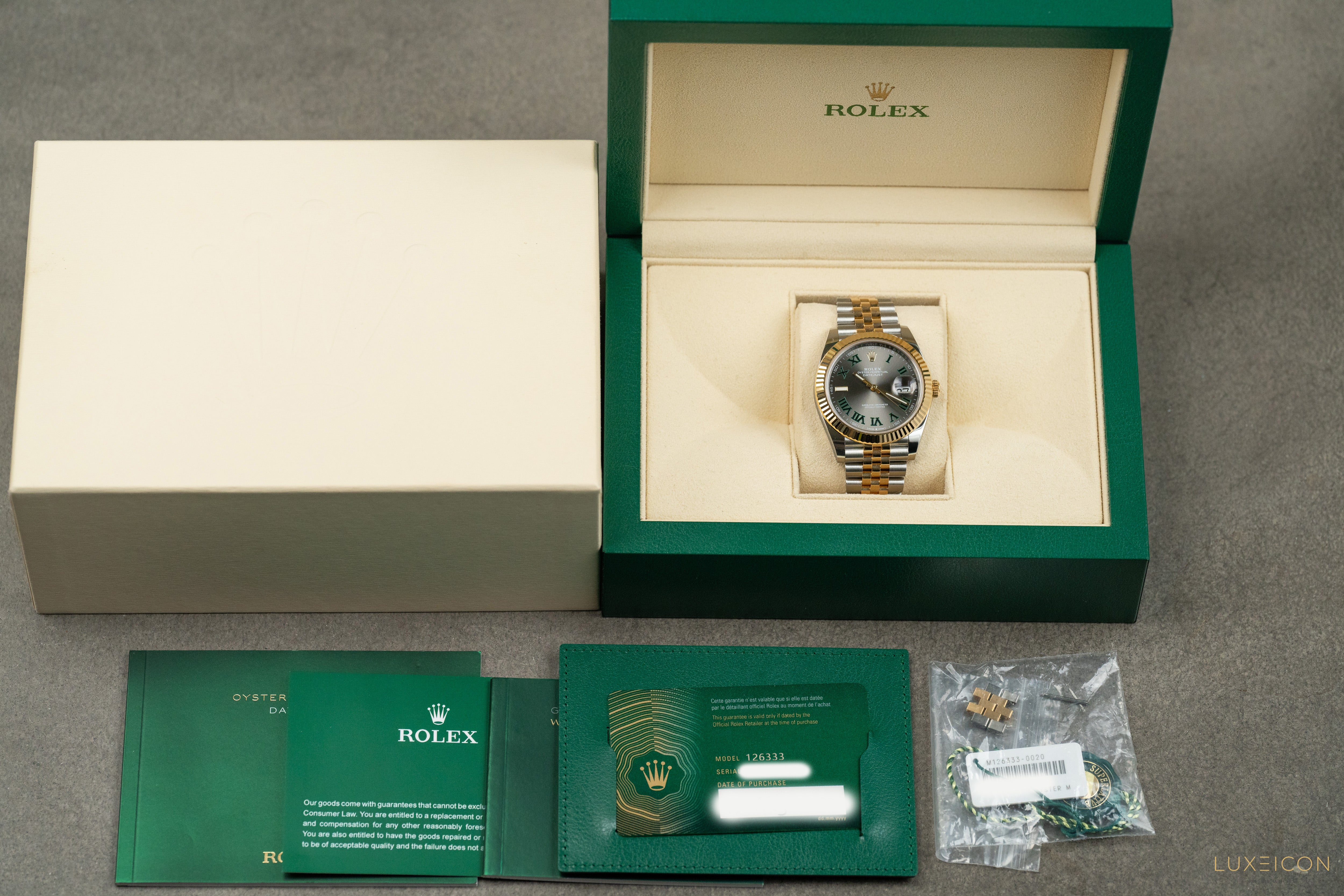 Rolex Datejust 41 Two-Tone Yellow Gold & Stainless Steel Grey Roman Wimbledon Dial 