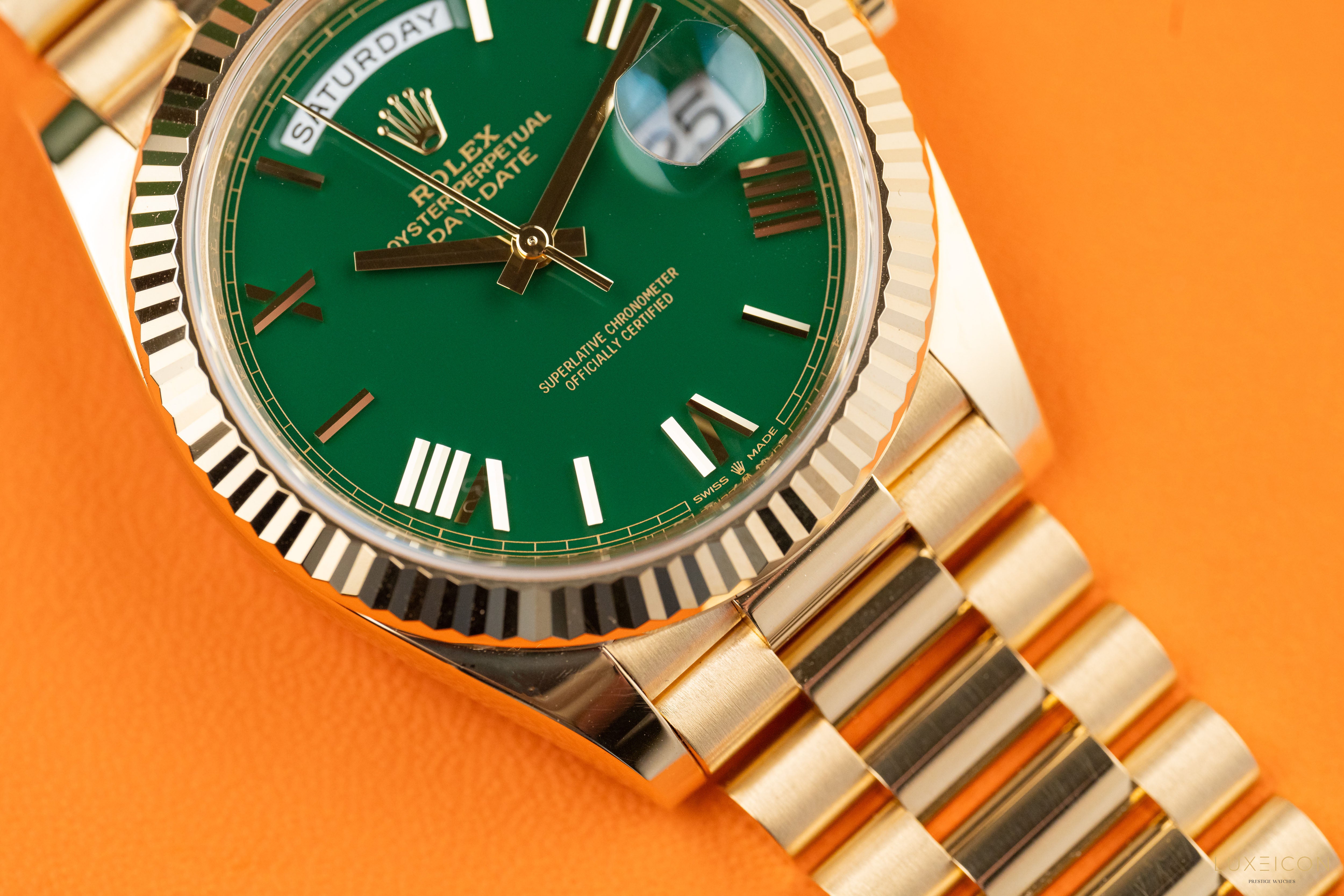 Rolex Day-Date 40 Yellow Gold Day-Date 40mm Green Roman Dial 228238 2024