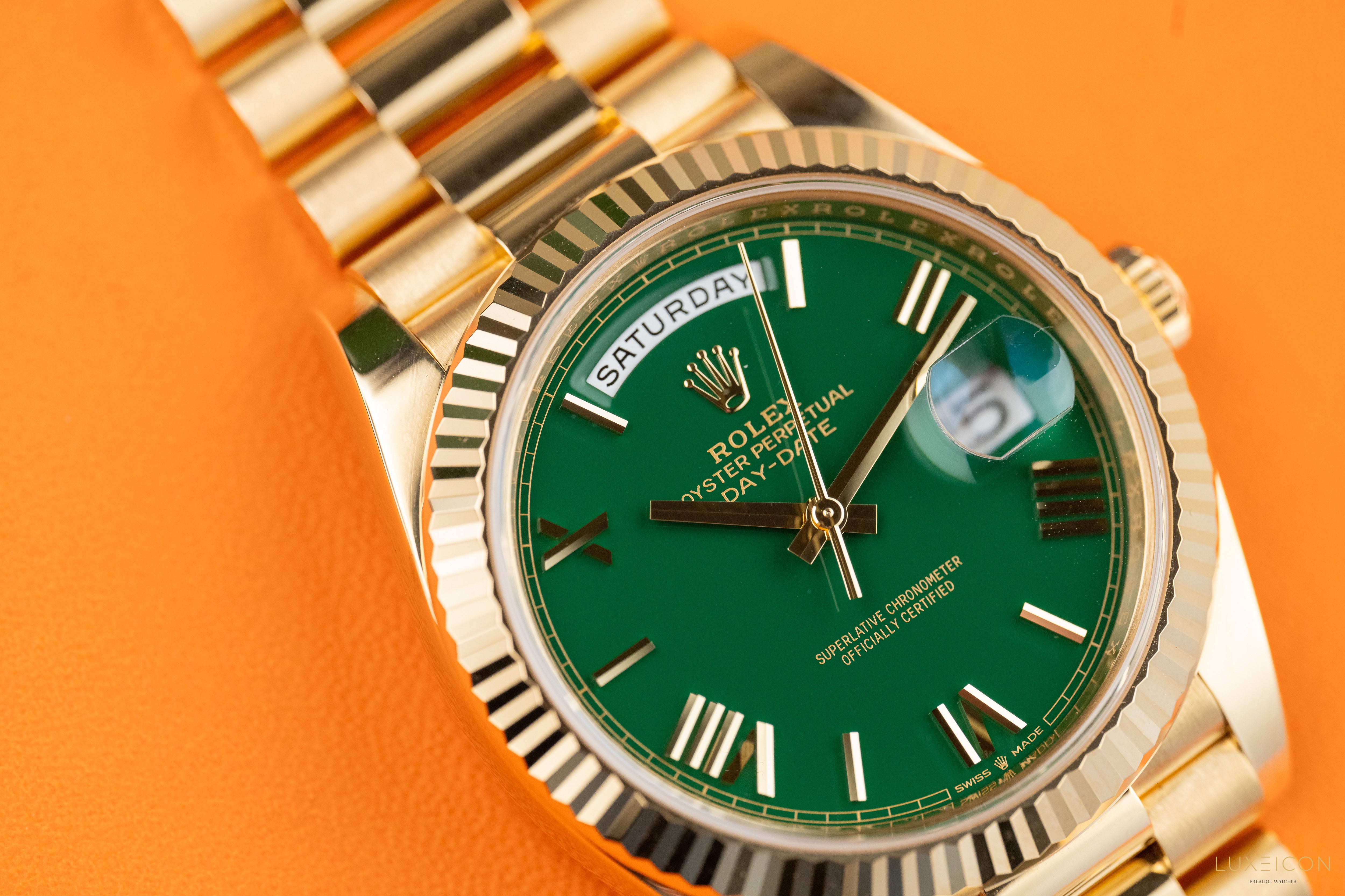 Rolex Day-Date 40 Yellow Gold Day-Date 40mm Green Roman Dial 228238 2024
