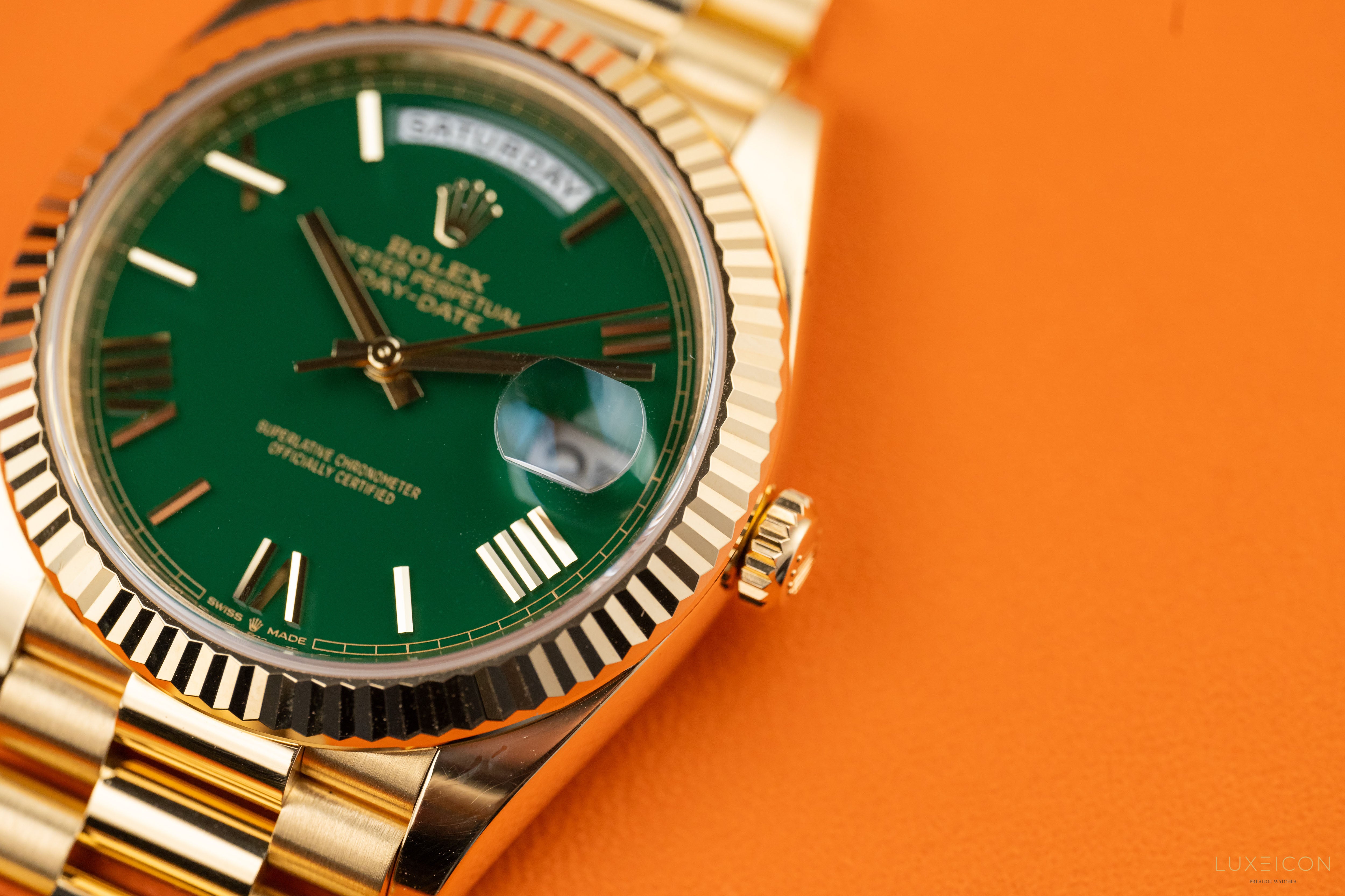 Rolex Day-Date 40 Yellow Gold Day-Date 40mm Green Roman Dial 228238 2024