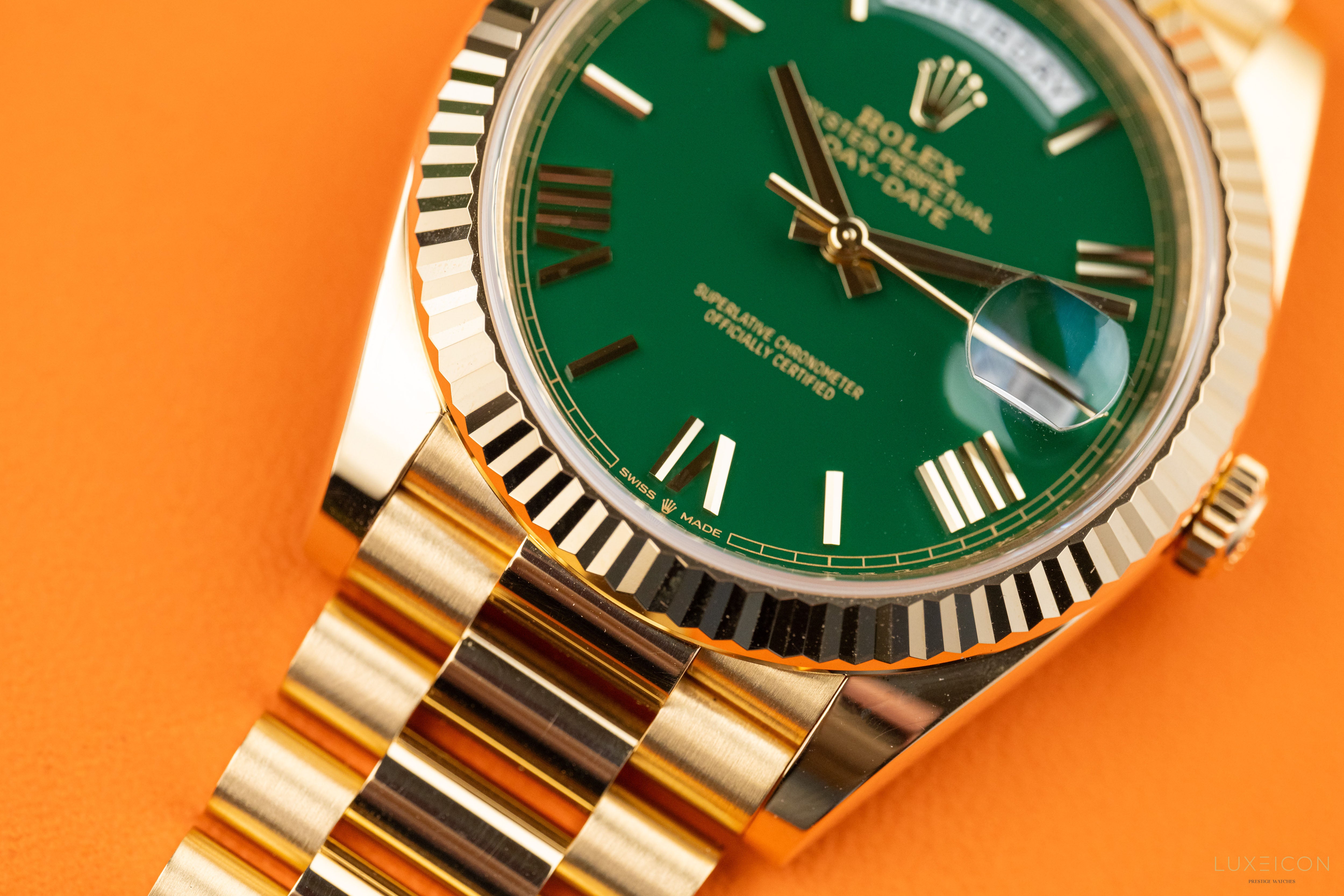 Rolex Day-Date 40 Yellow Gold Day-Date 40mm Green Roman Dial 228238 2024