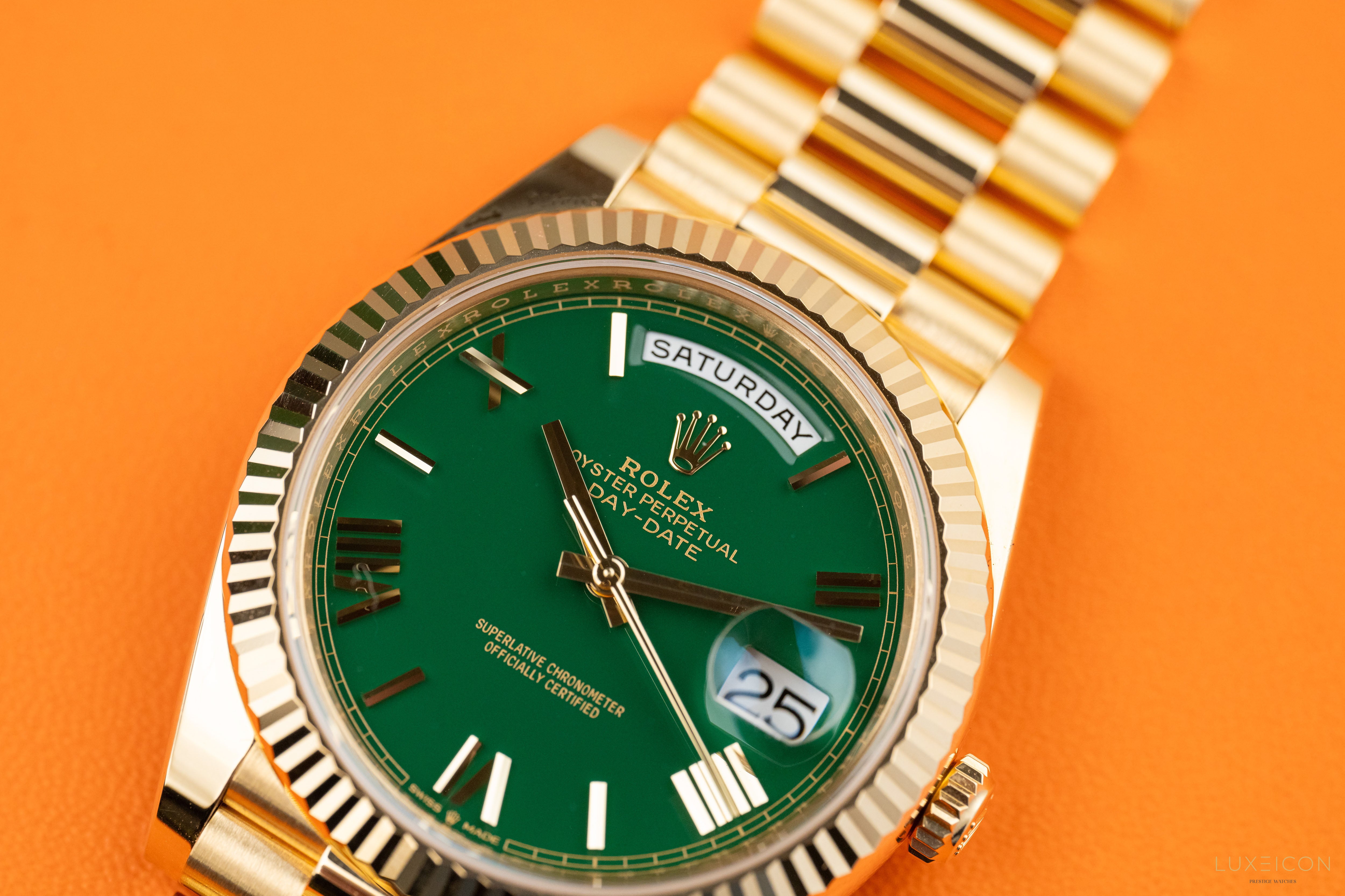 Rolex Day-Date 40 Yellow Gold Day-Date 40mm Green Roman Dial 228238 2024